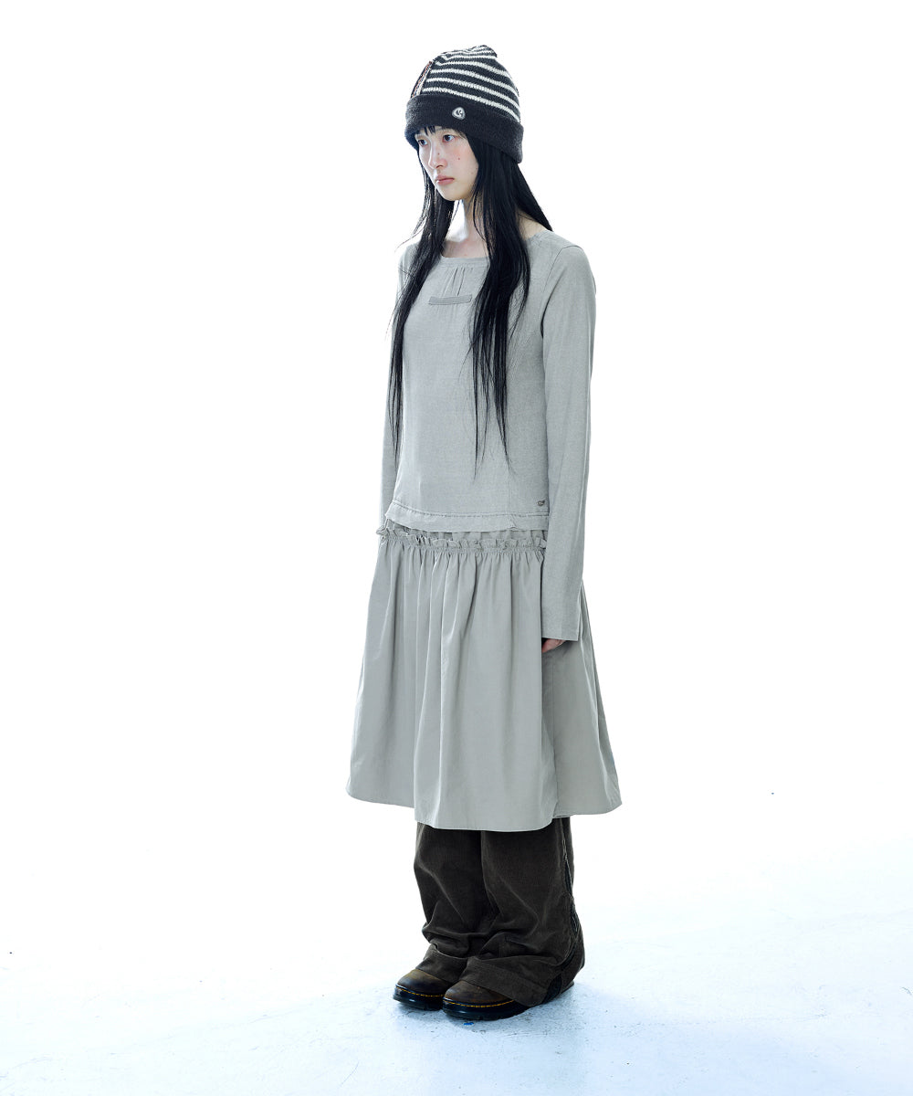 Coyseio - 2way Shirring One Piece (Light Khaki) product image 12 | TRAB K-Fashion Australia