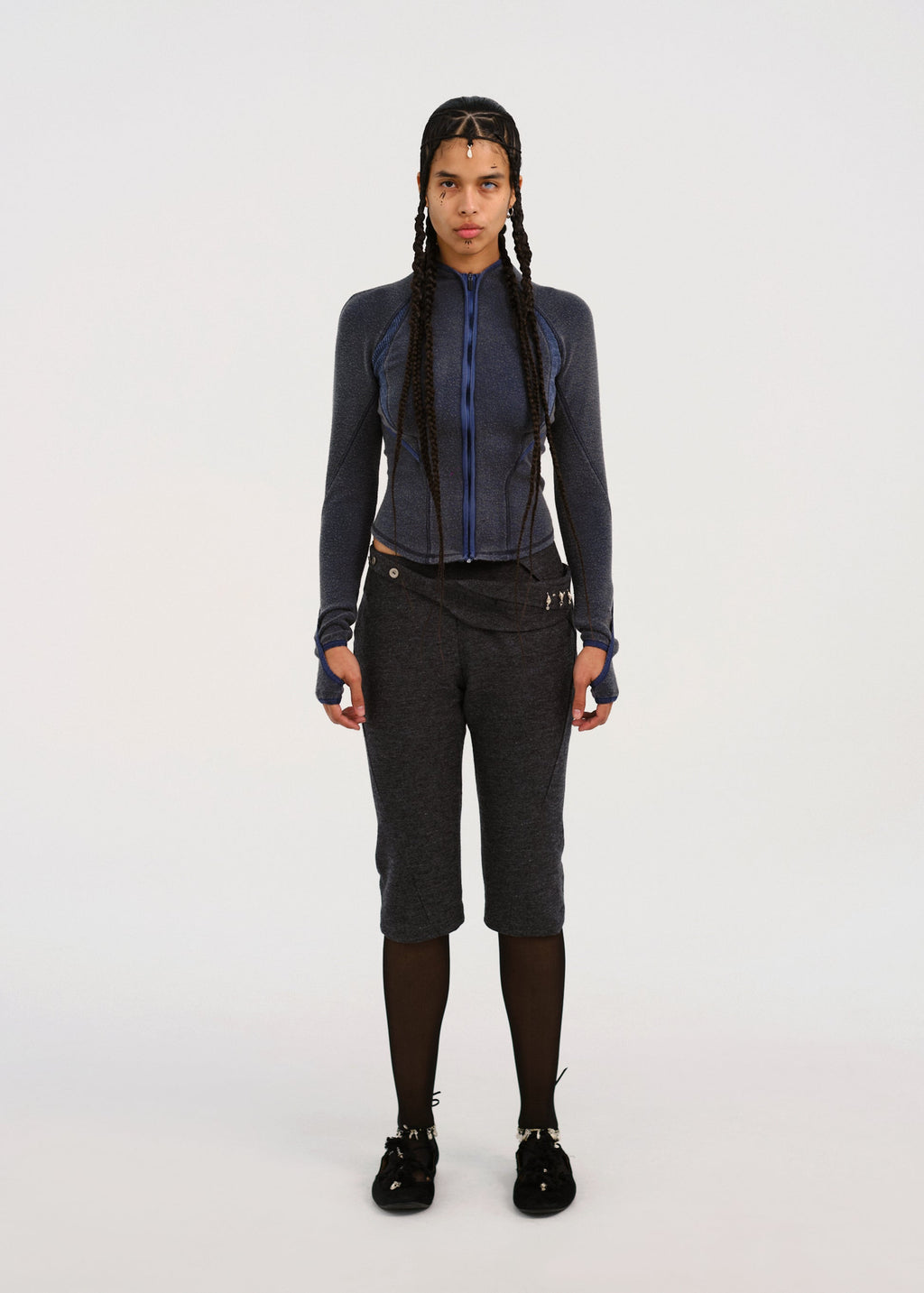 Hyein Seo - Slashed Zip Top (Dark Grey) product image 2 | TRAB K-Fashion Australia