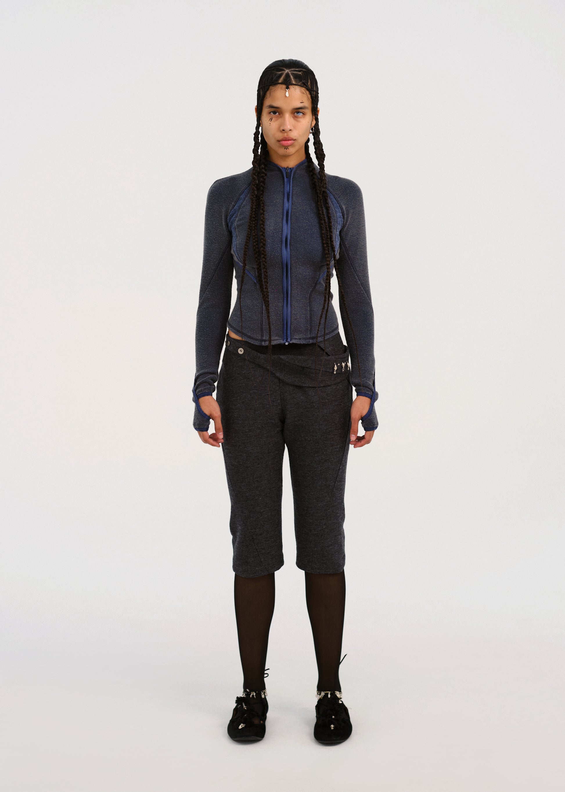 Hyein Seo - Slashed Zip Top (Dark Grey) product image 2 | TRAB K-Fashion Australia