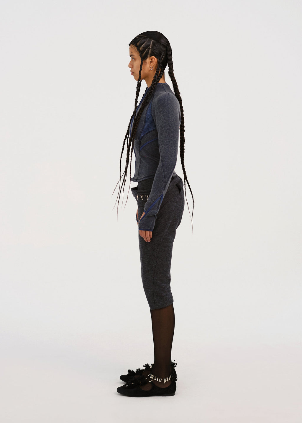 Hyein Seo - Slashed Zip Top (Dark Grey) product image 3 | TRAB K-Fashion Australia