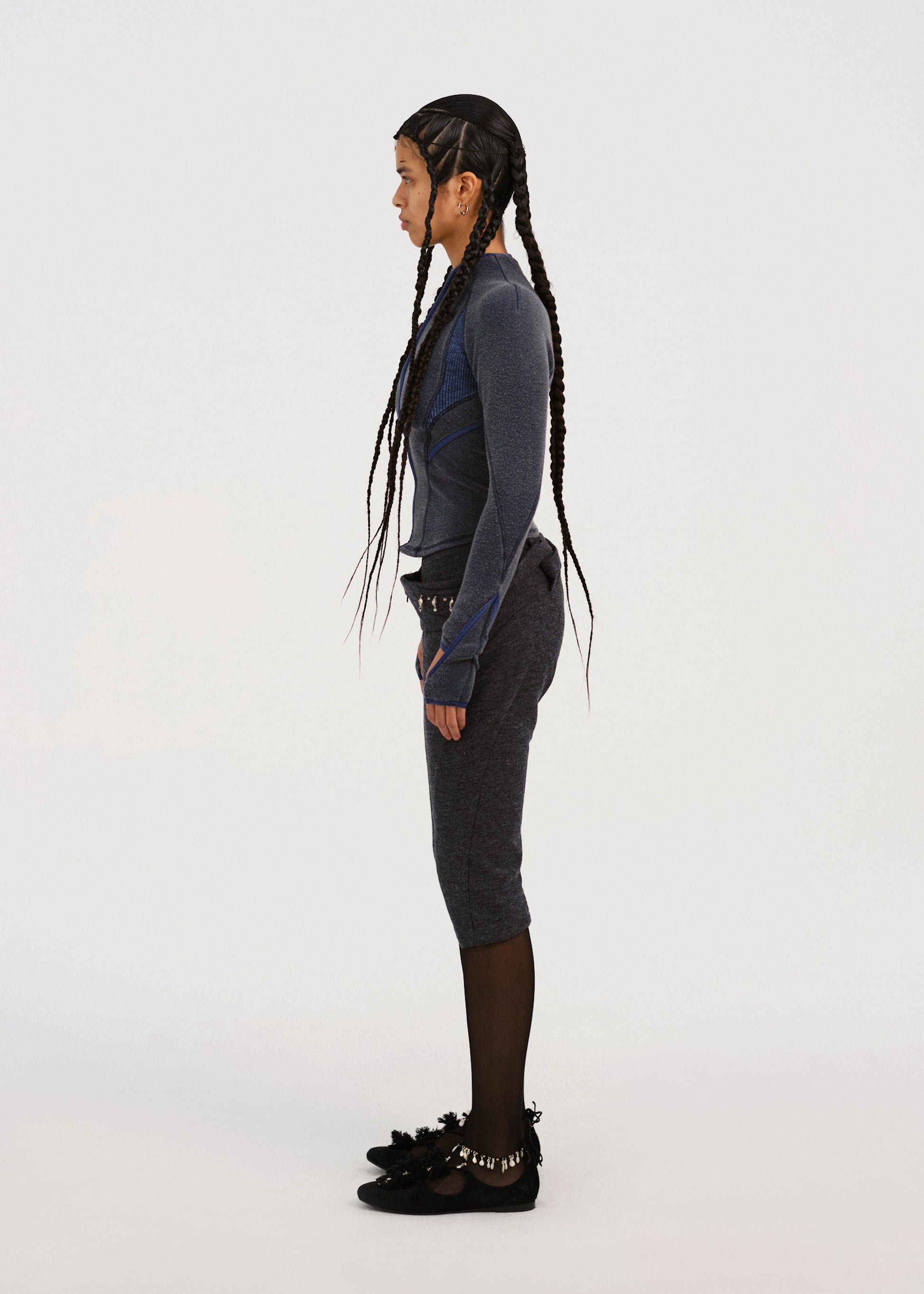 Hyein Seo - Slashed Zip Top (Dark Grey) product image 3 | TRAB K-Fashion Australia