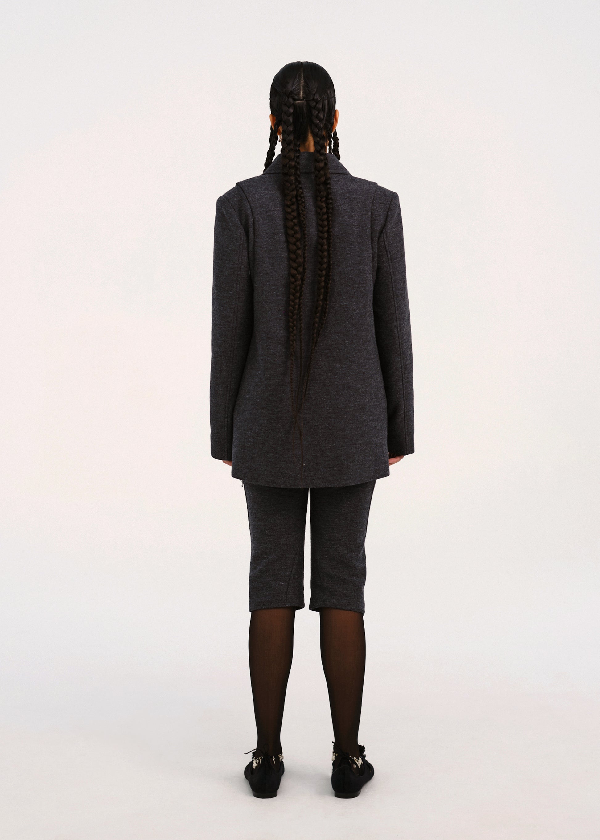 Hyein Seo - Silver Button Jacket w/ Hood Muffler (Dark Grey) product image 3 | TRAB K-Fashion Australia