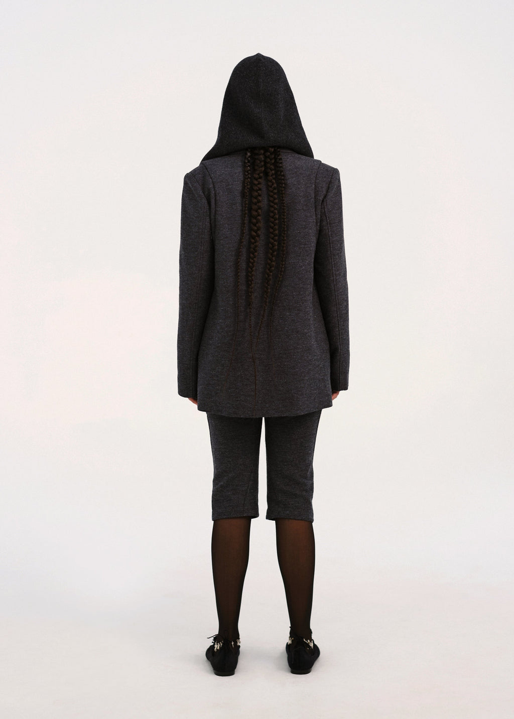 Hyein Seo - Silver Button Jacket w/ Hood Muffler (Dark Grey) product image 5 | TRAB K-Fashion Australia