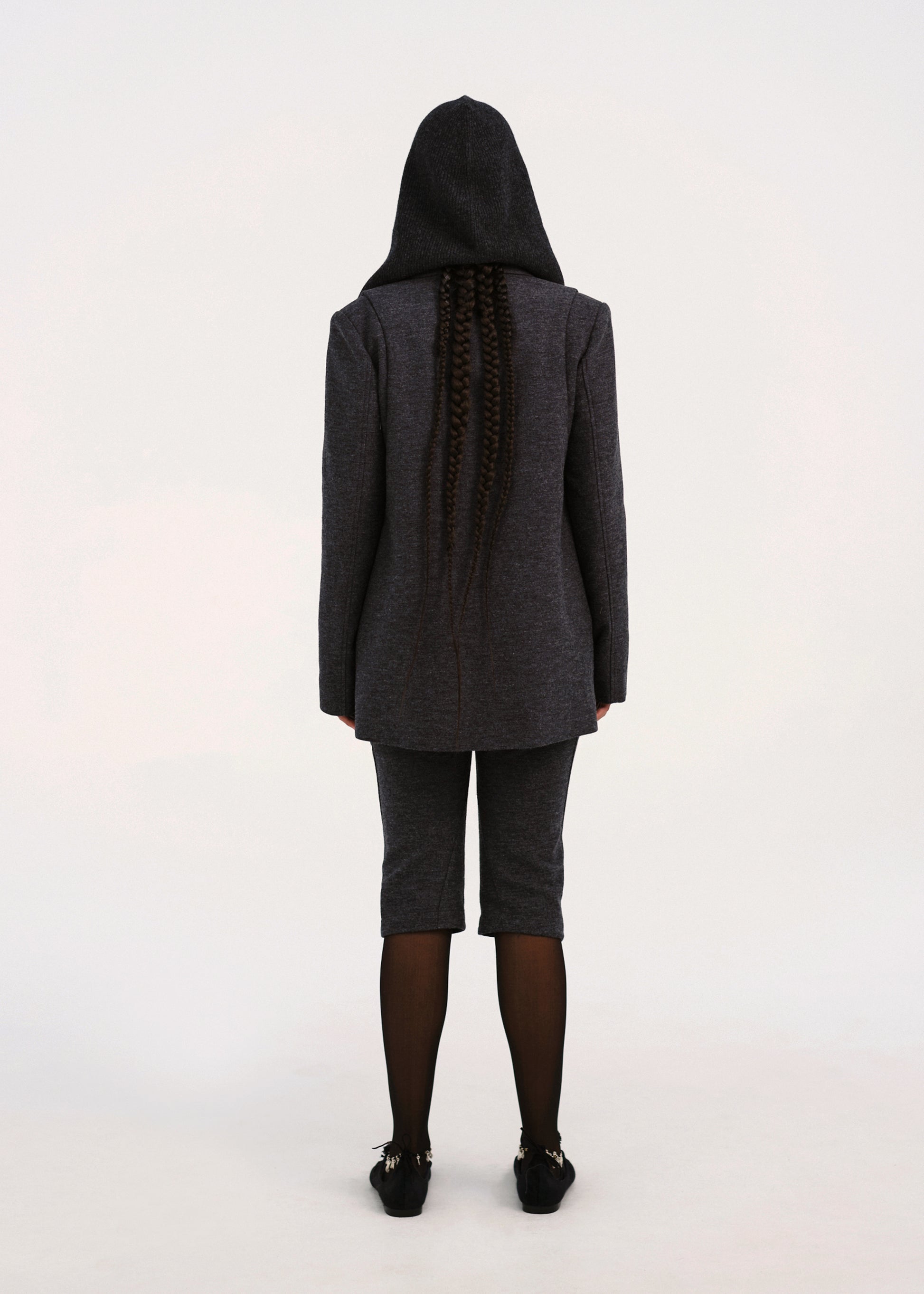 Hyein Seo - Silver Button Jacket w/ Hood Muffler (Dark Grey) product image 5 | TRAB K-Fashion Australia