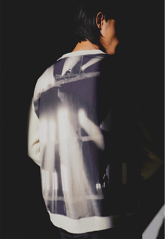 Tonywack - Polar Flash Patchwork Cardigan (Ecru) product image 1 | TRAB K-Fashion Australia