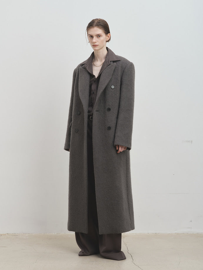 Tonywack - Soft Wool Alpaca Double-Breasted Coat (Olive Charcoal) product image 4 | TRAB K-Fashion Australia