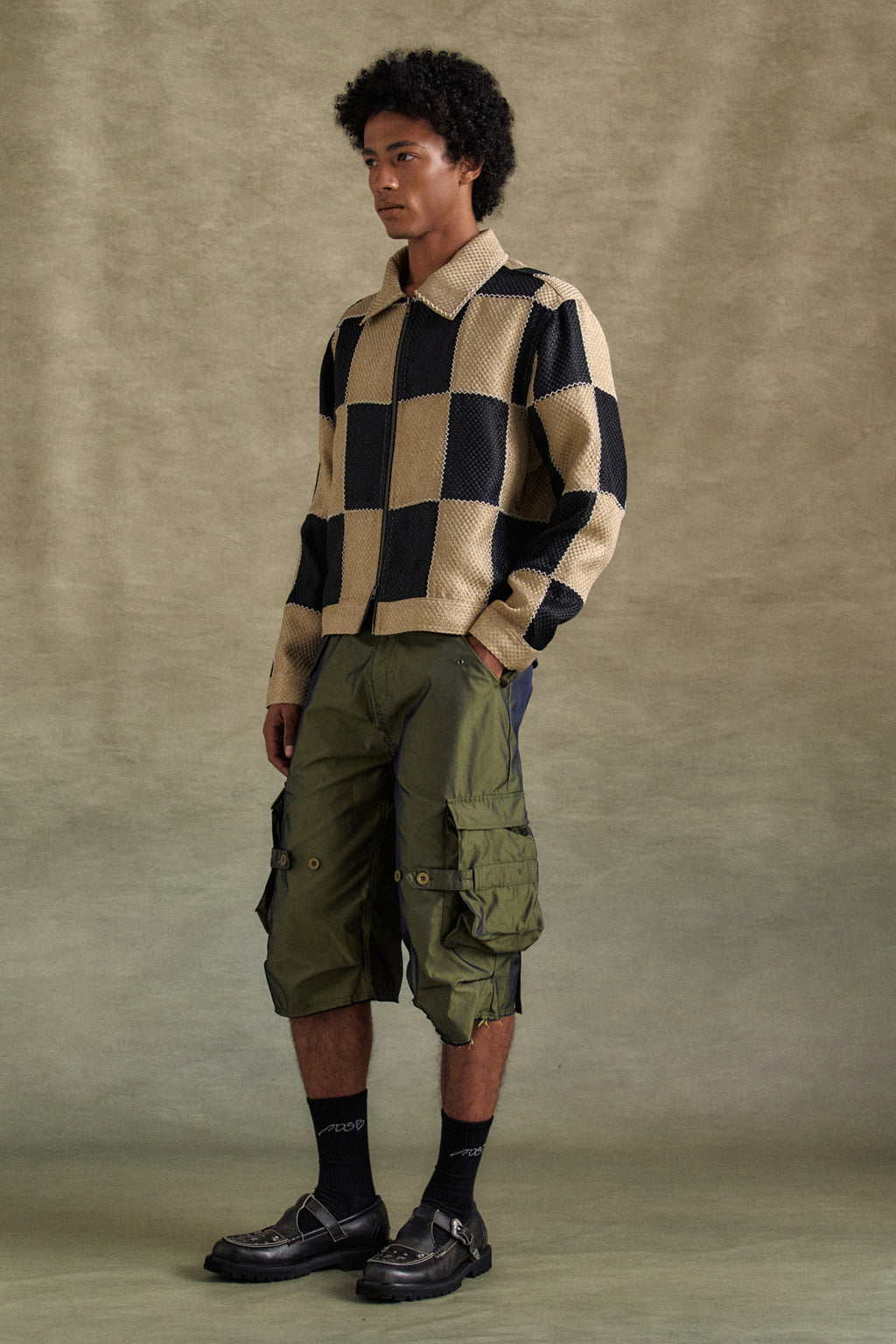 Andersson Bell - Nadrin Multi Pocket Cargo Shorts (Khaki) product image 3 | TRAB K-Fashion Australia