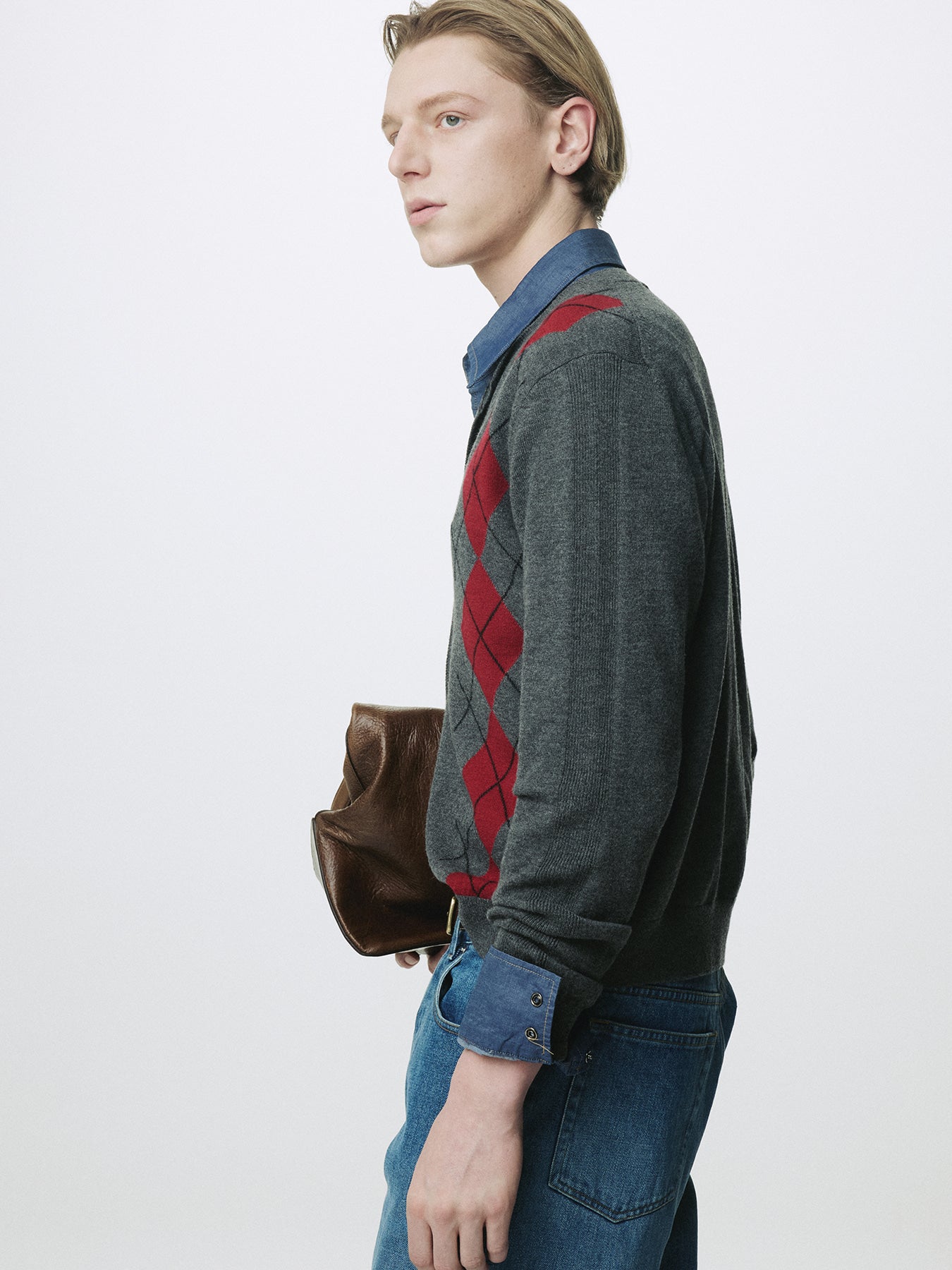 Tonywack - Merino Wool Argyle Cardigan (Grey/Red) product image 5 | TRAB K-Fashion Australia