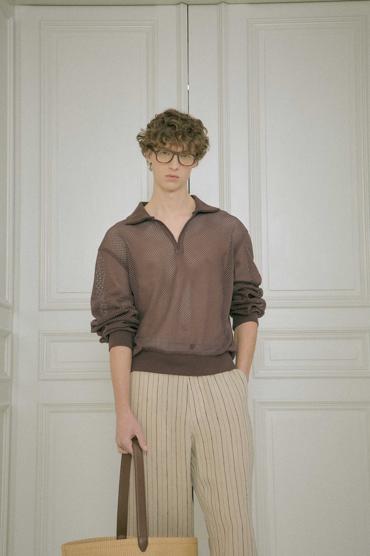 STU - Net V-Neck Collar Knit (Brown) product image 16 | TRAB K-Fashion Australia