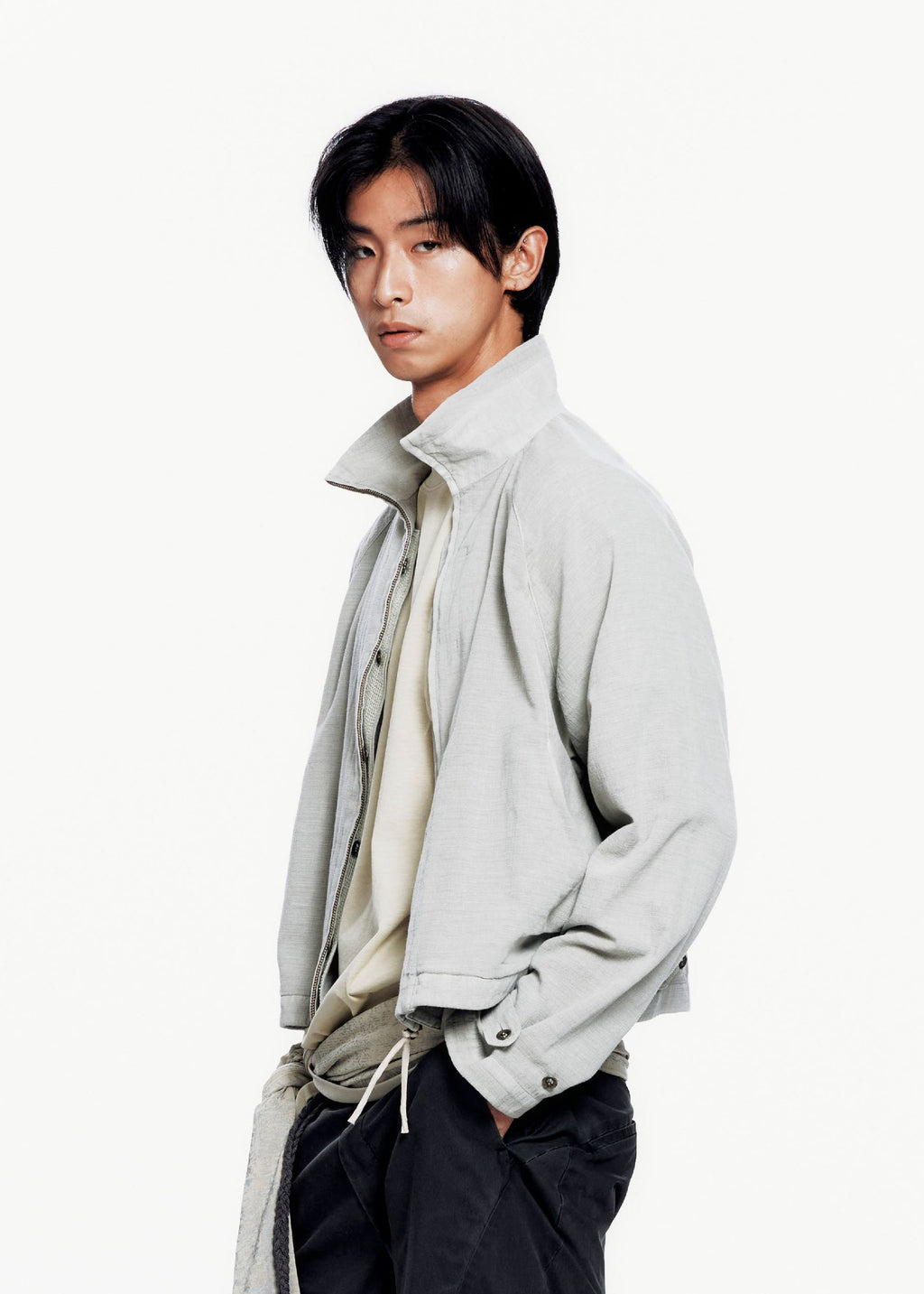 Hyein Seo - Trim Zip-up (Light Grey) product image 1 | TRAB K-Fashion Australia