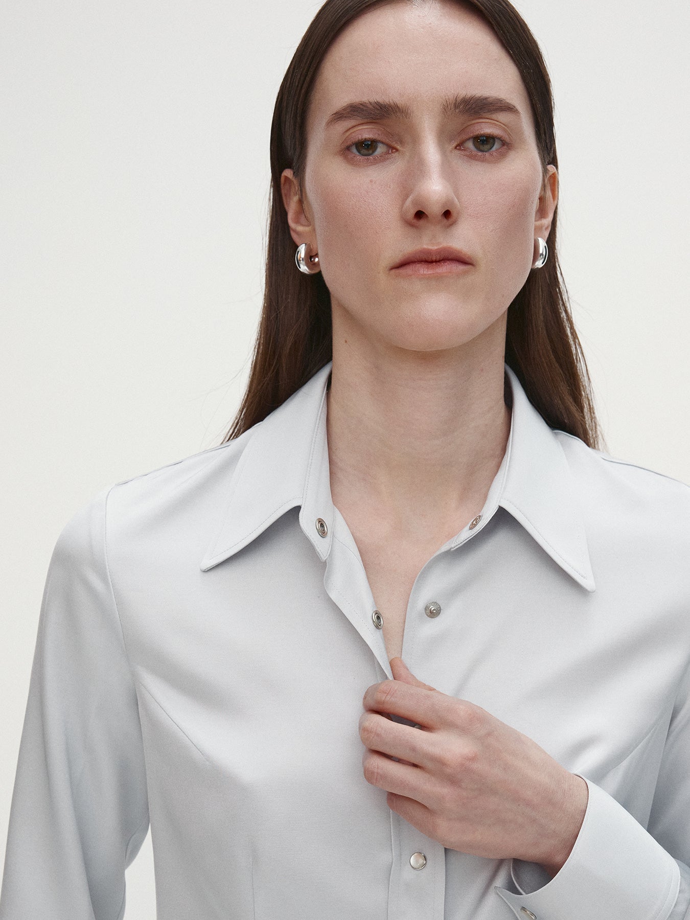 Tonywack - Satin Regular-Fit Shirt (Silver) product image 7 | TRAB K-Fashion Australia