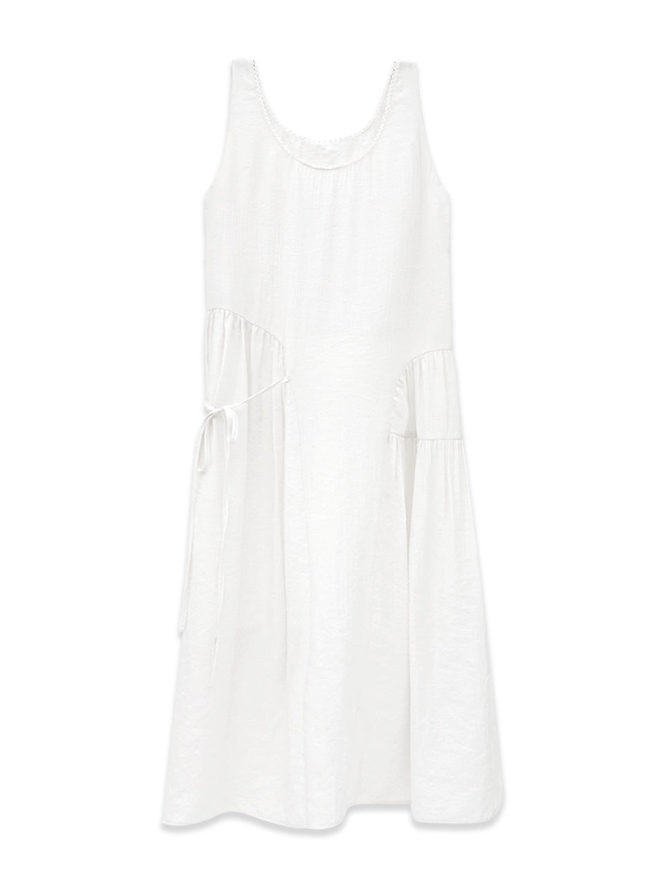Margarin Fingers - Lace Unbalance Shirring One Piece (Ivory) product image 2 | TRAB K-Fashion Australia