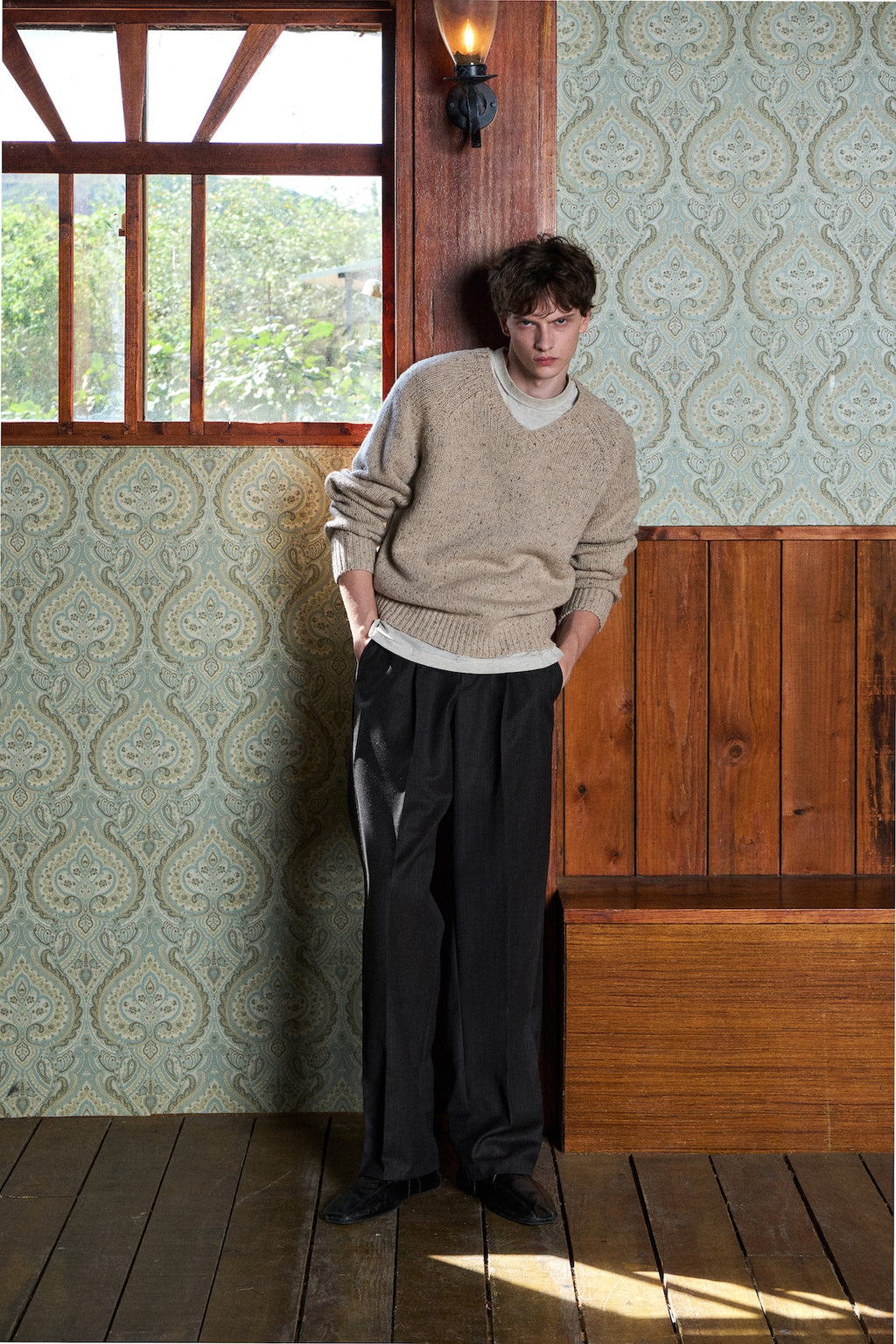 STU - Super Fine Wool V-neck Knit (Sand) product image 10 | TRAB K-Fashion Australia
