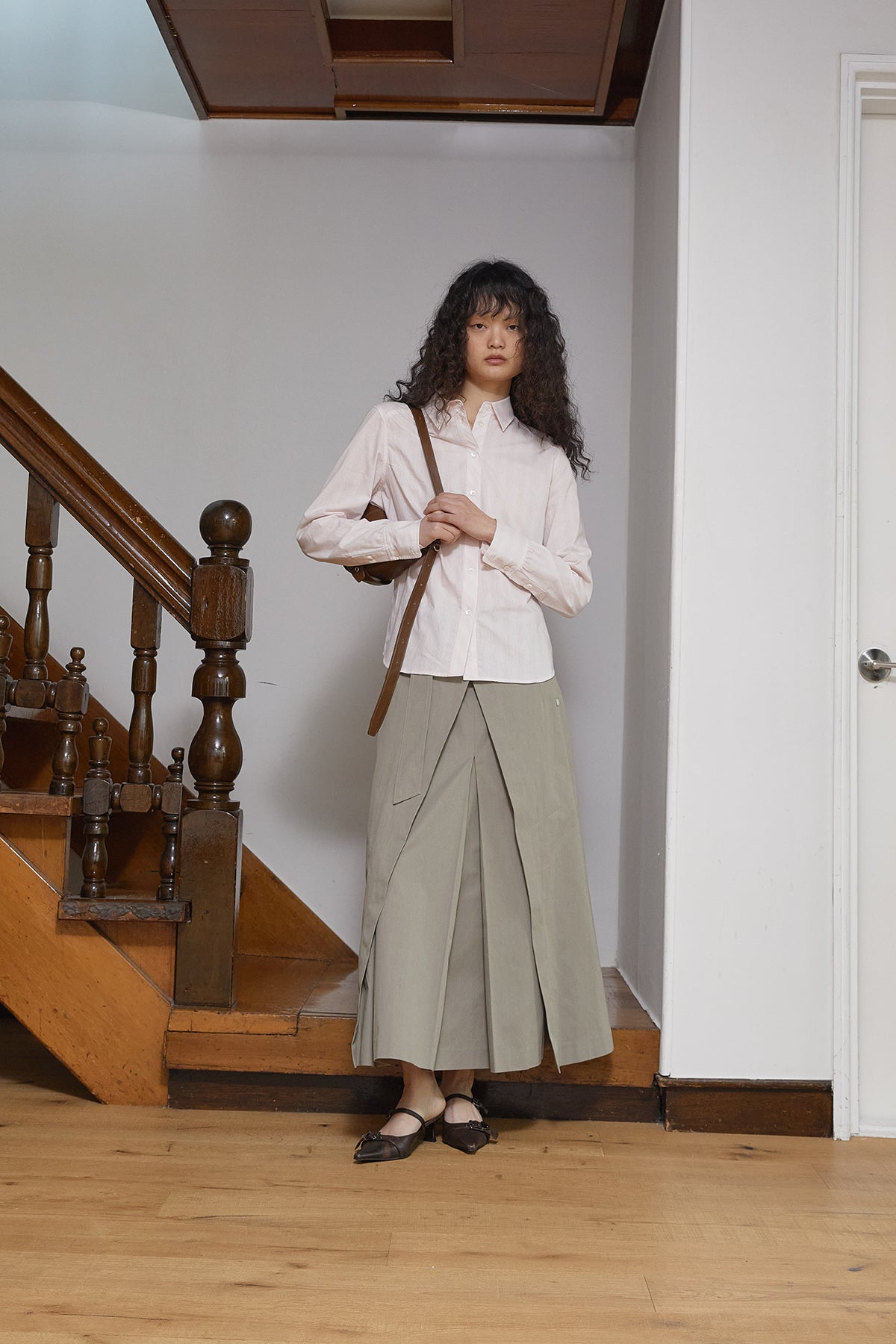 Matin Kim - Cuffs Button Point Stripe Shirt (Light Pink) product image 10 | TRAB K-Fashion Australia