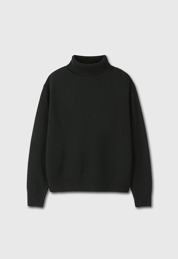 Tonywack - Hard Twist Wool Slit Turtleneck Knit (Black) product image 7 | TRAB K-Fashion Australia