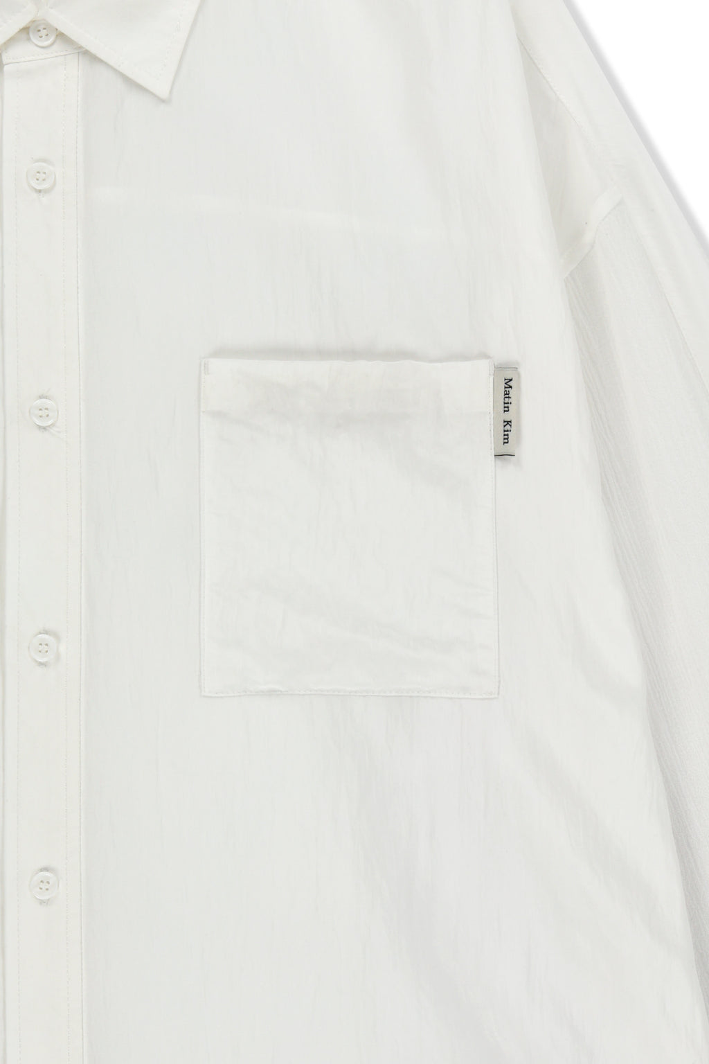 Matin Kim - Mixed Panel Over Fit Shirt (White) product image 4 | TRAB K-Fashion Australia