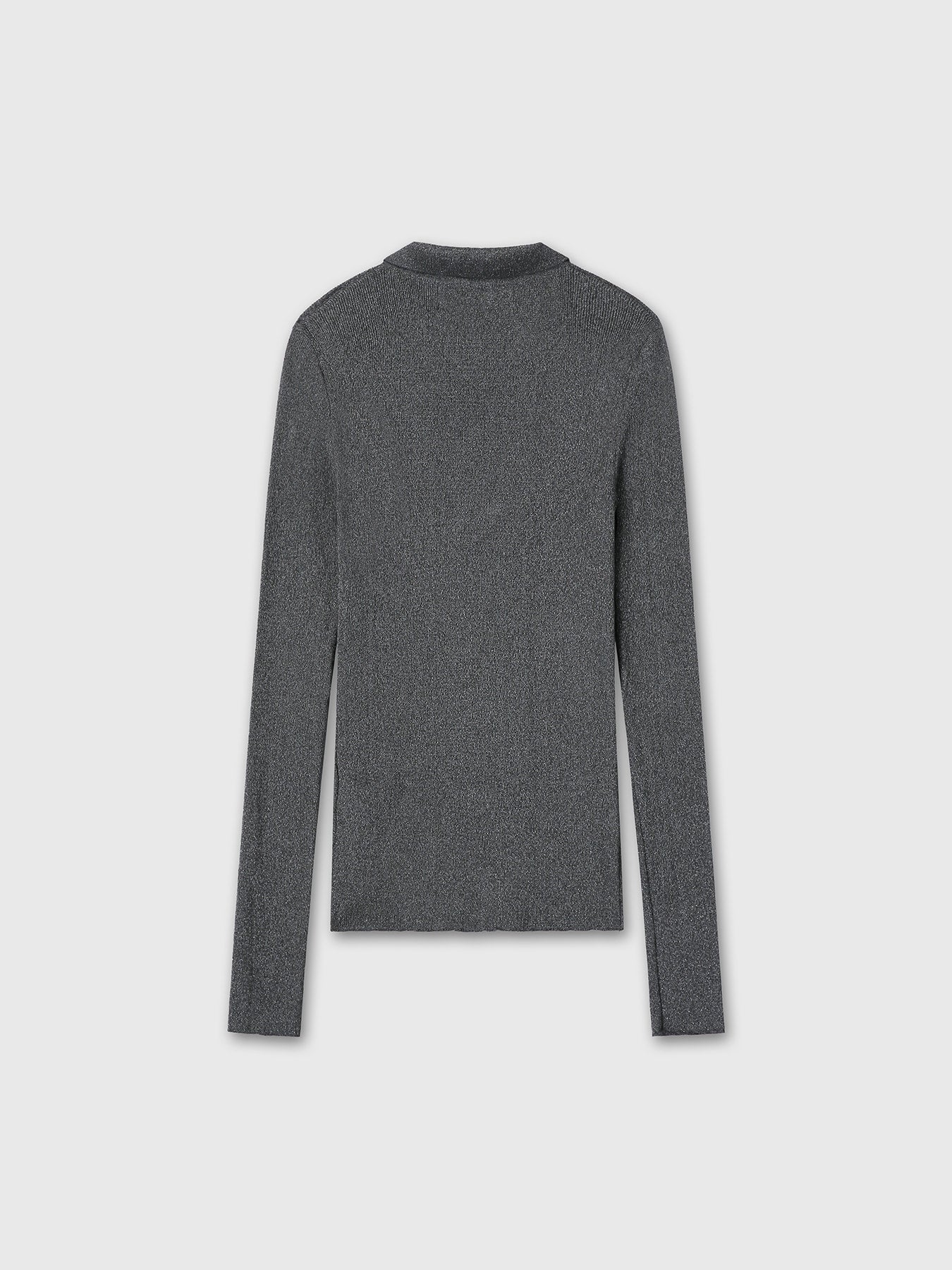 Tonywack - Glitter Ribbed Knit Polo Shirt (Charcoal) product image 12 | TRAB K-Fashion Australia