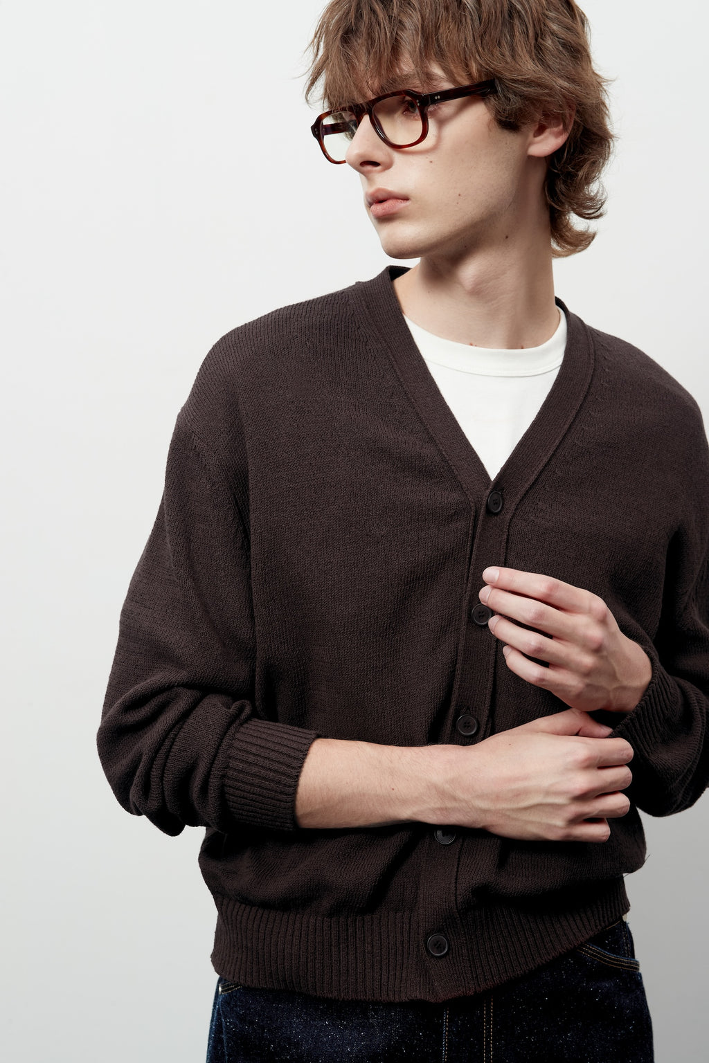 Stu - V- Neck Light Cardigan (Brown) product image 10 | TRAB K-Fashion Australia