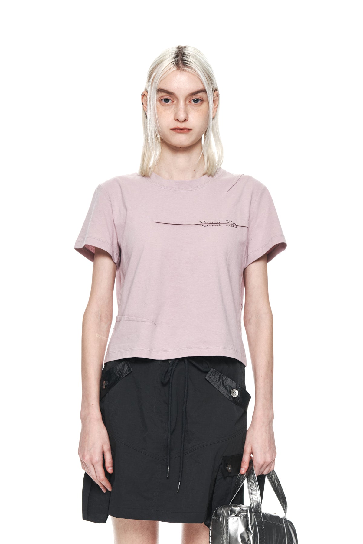 Matin Kim - Slit Pintuck Point Crop Top (Indian Pink) product image 5 | TRAB K-Fashion Australia