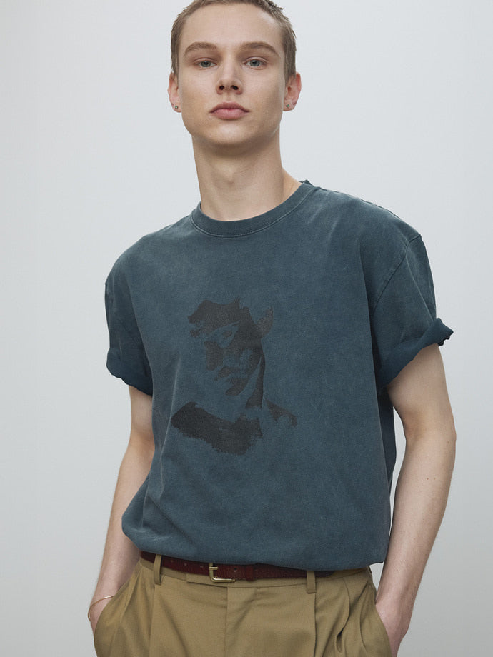 Tonywack - Portrait Garment Dyed T-Shirt (Faded Navy) product image 5 | TRAB K-Fashion Australia
