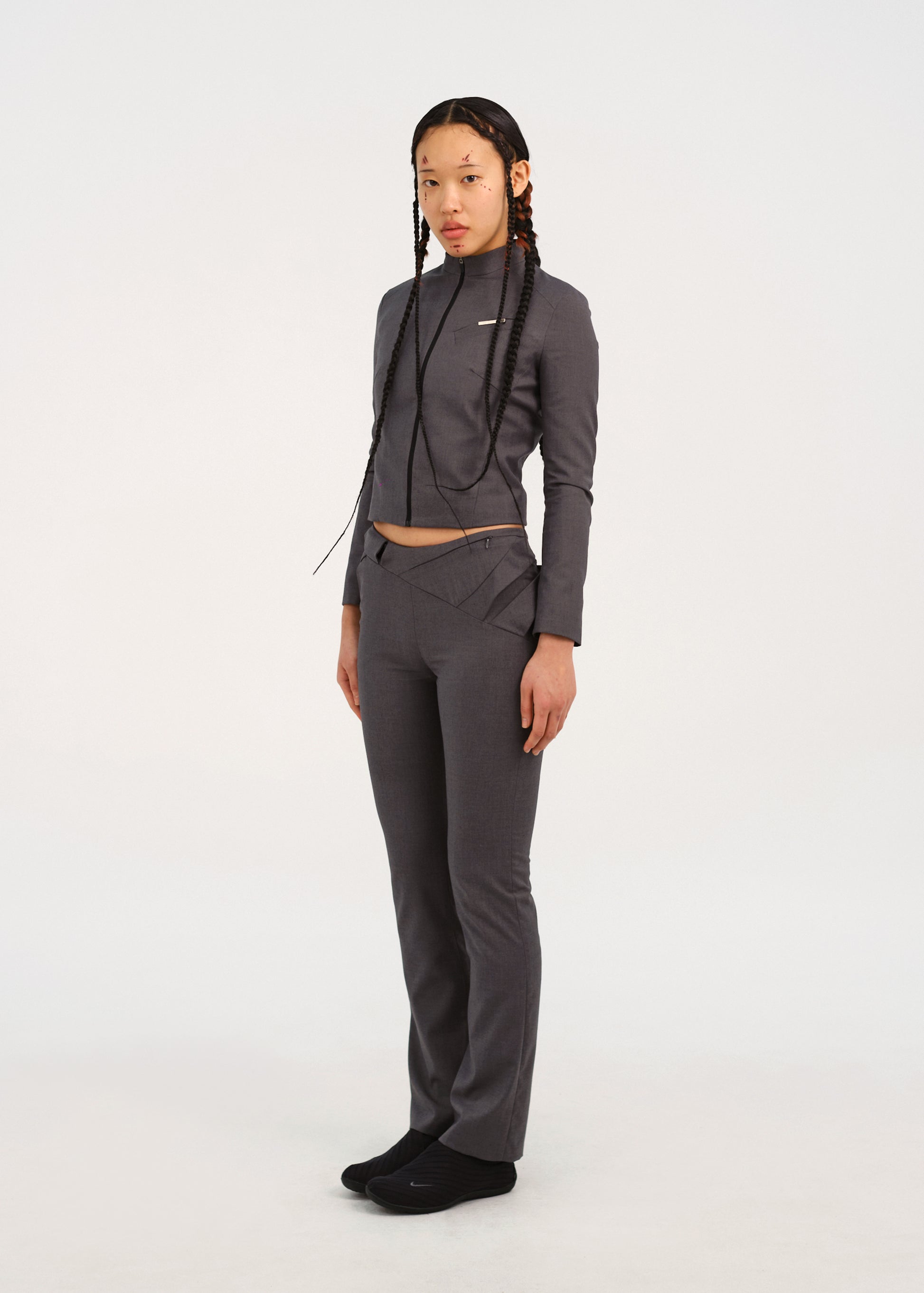 Hyein Seo - Cinched Pocket Pants w/ Leather Belt (Dark Grey) product image 1 | TRAB K-Fashion Australia