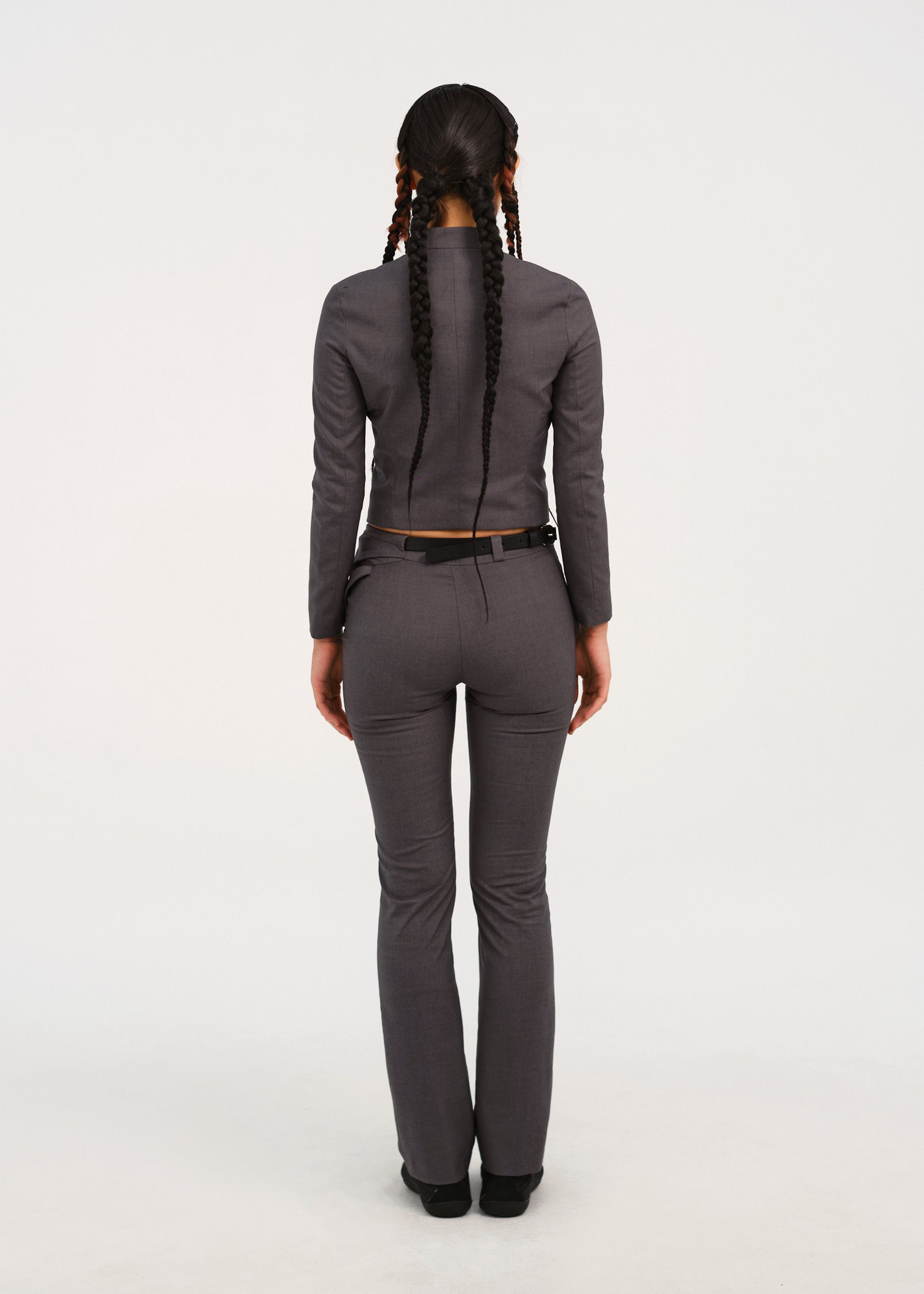 Hyein Seo - Cinched Pocket Pants w/ Leather Belt (Dark Grey) product image 3 | TRAB K-Fashion Australia