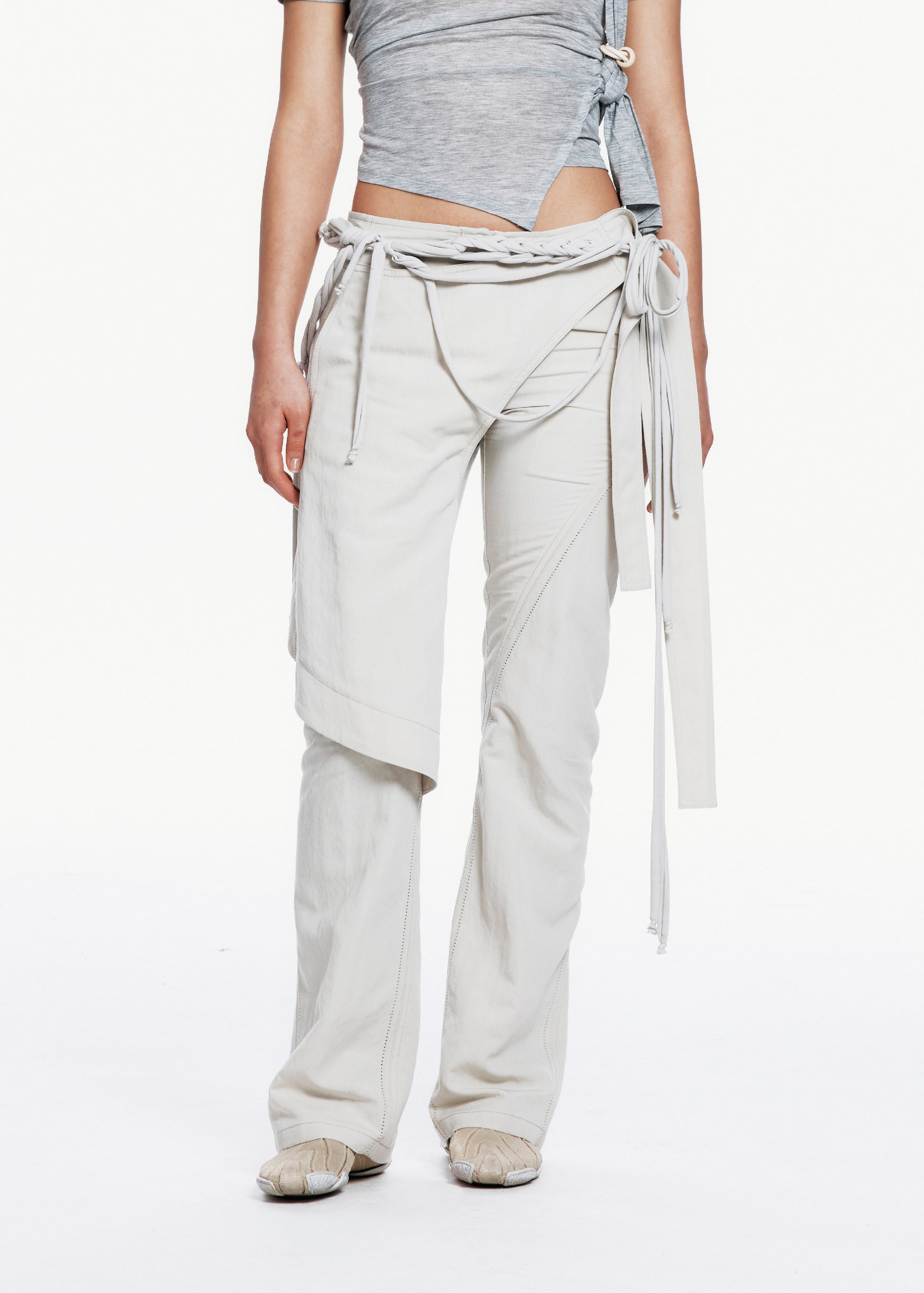 Hyein Seo - Wrap Pants w/ Macrame Belt (Mist Grey) product image 1 | TRAB K-Fashion Australia
