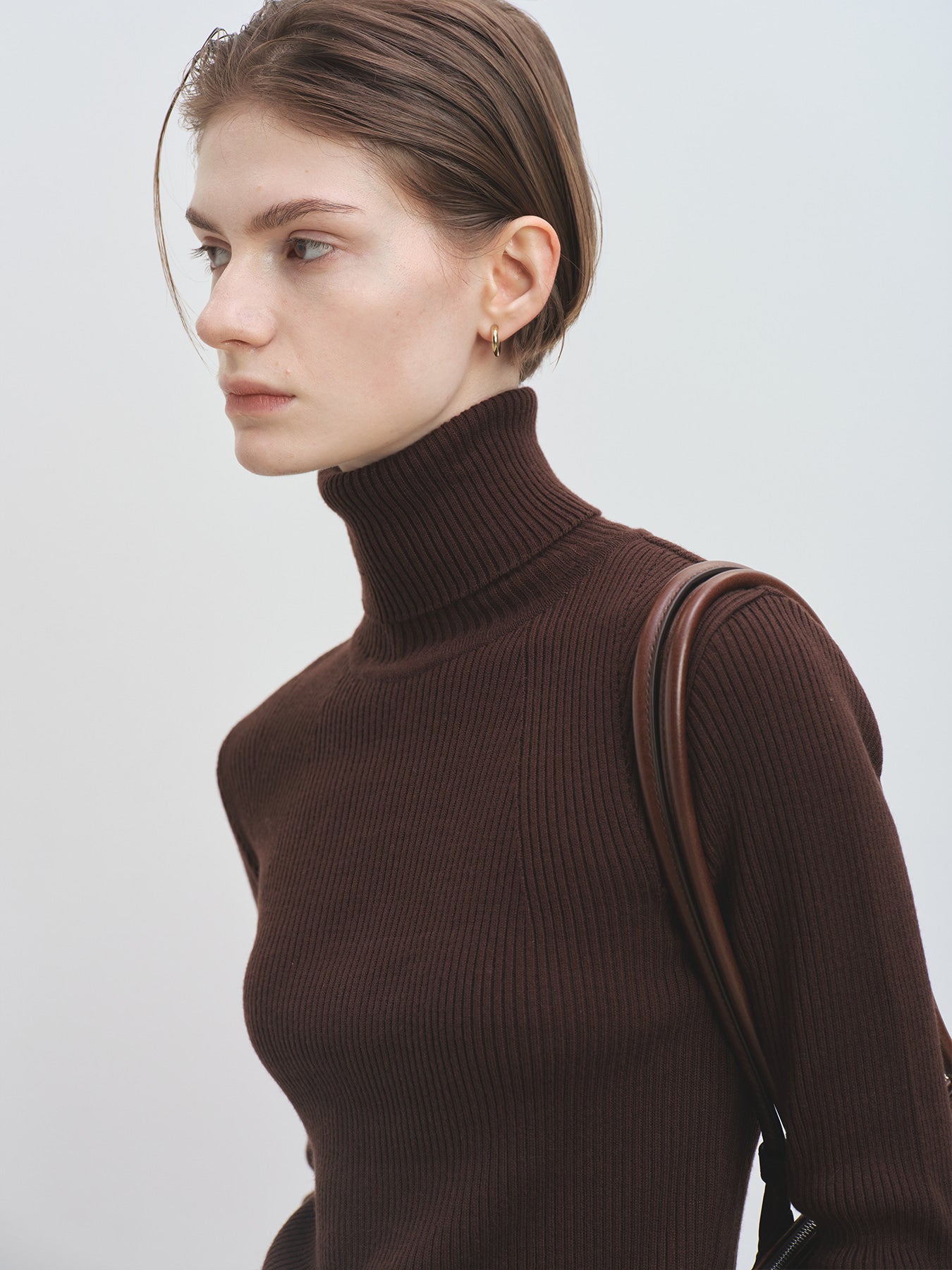 Tonywack - Slim-Fit Ribbed Turtleneck (Brown) product image 6 | TRAB K-Fashion Australia
