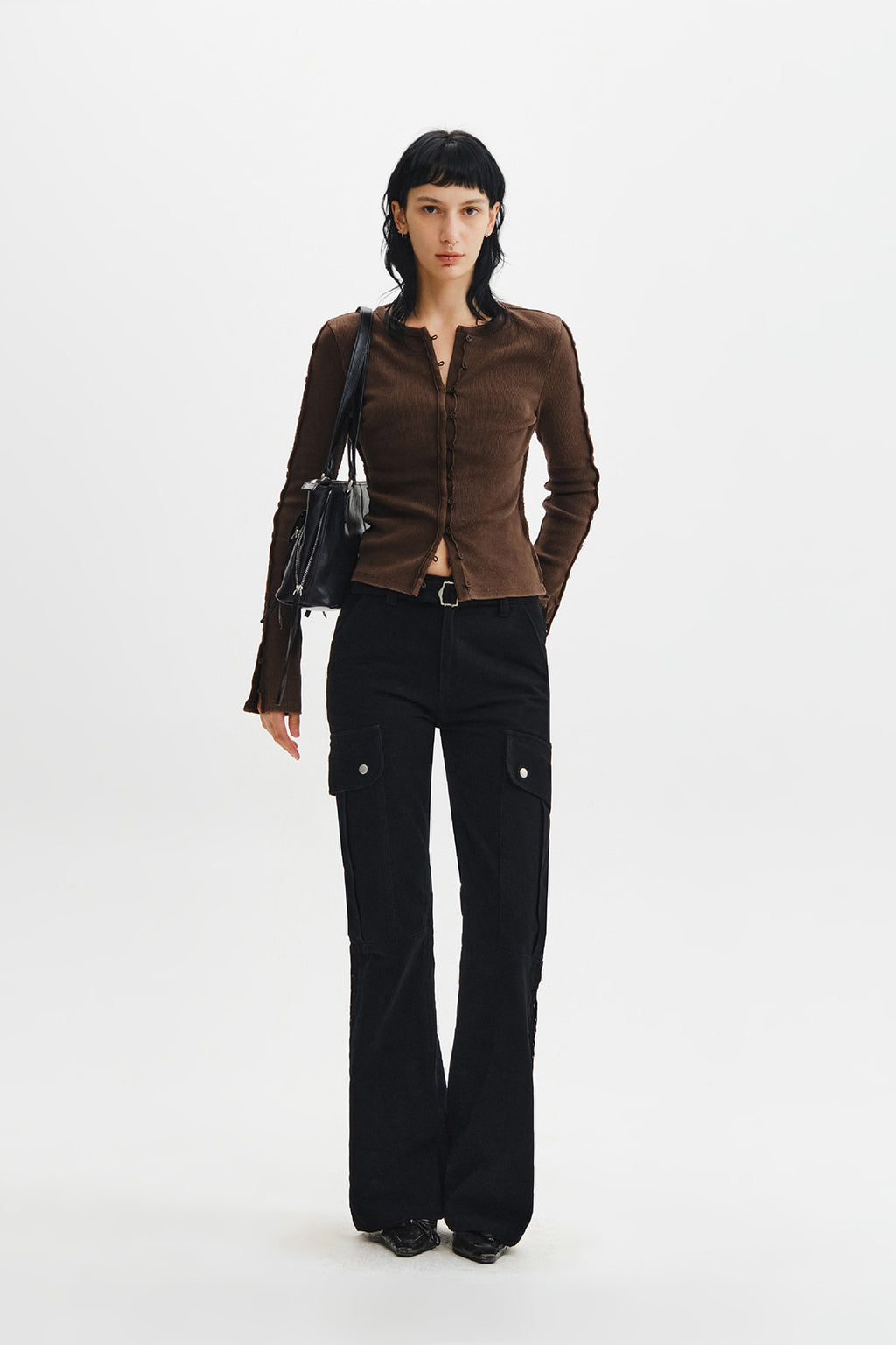 Matin Kim - Washed Rib Button Detail Top (Brown) product image 12 | TRAB K-Fashion Australia