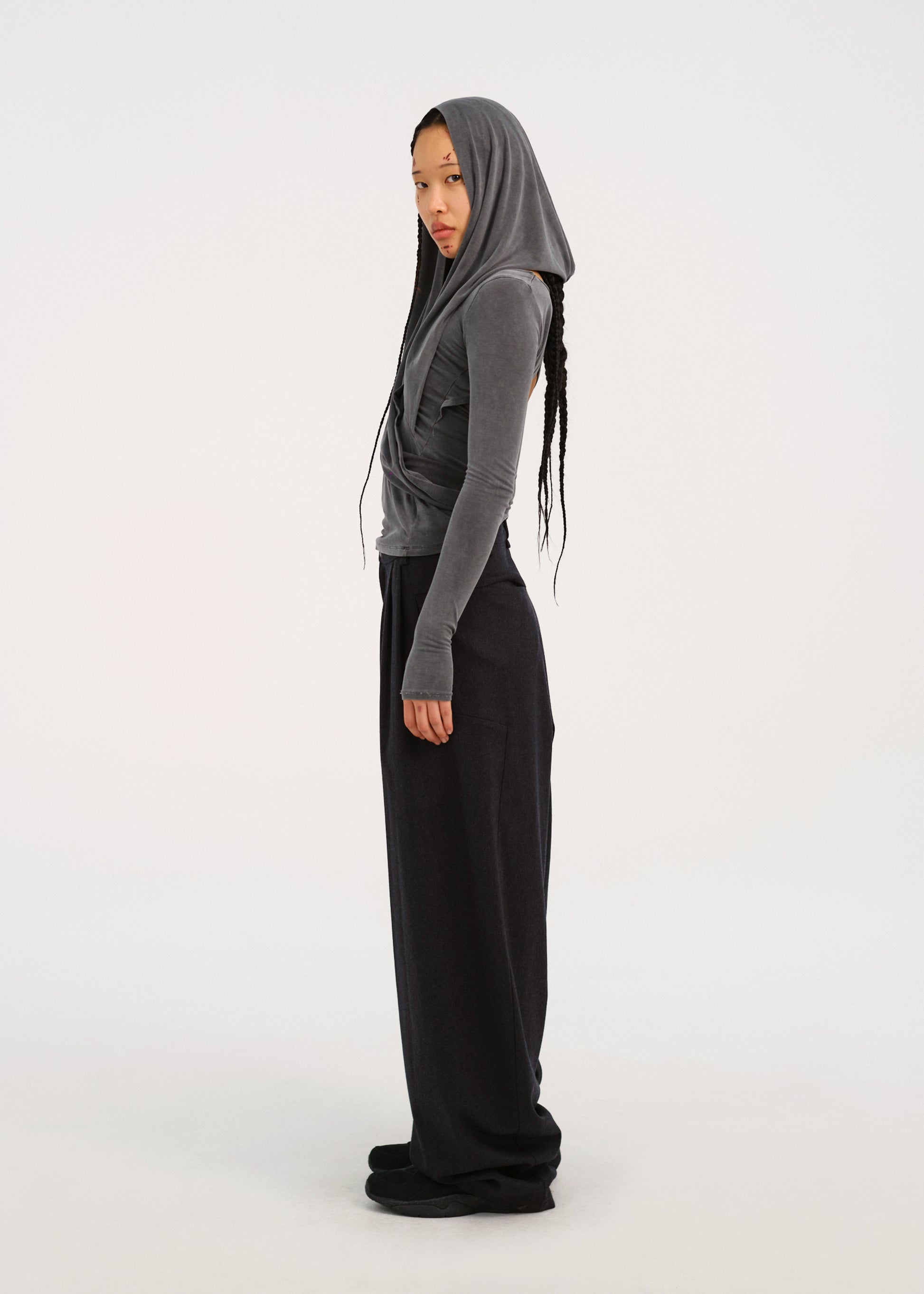 Hyein Seo - Wide Wool Pants (Dark Grey) product image 3 | TRAB K-Fashion Australia