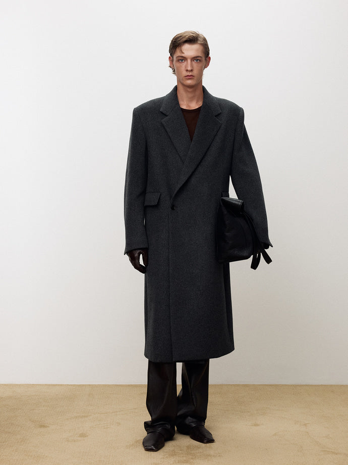 Tonywack - Wool And Cashmere Tailored Wrap Coat (Dark Grey) product image 2 | TRAB K-Fashion Australia