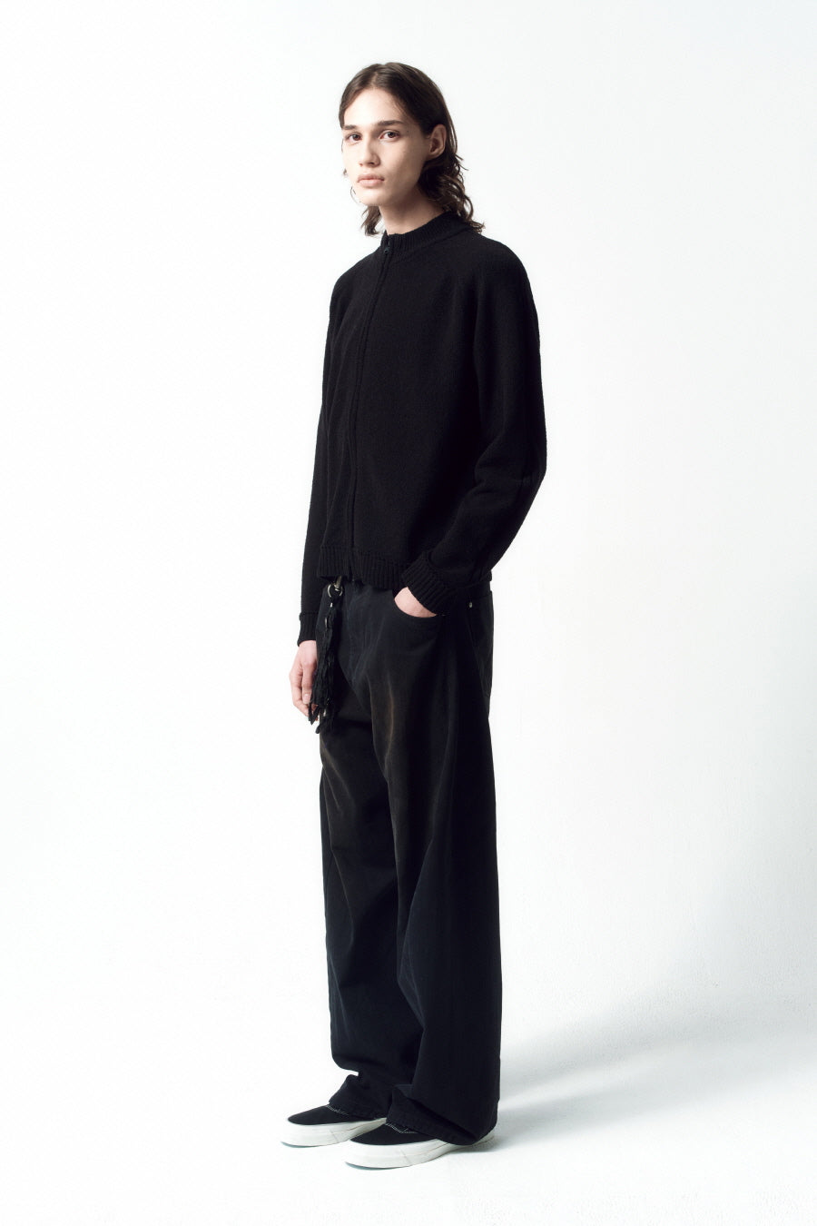 Insilence - Textured Knit Zip-Up (Black) product image 3 | TRAB K-Fashion Australia