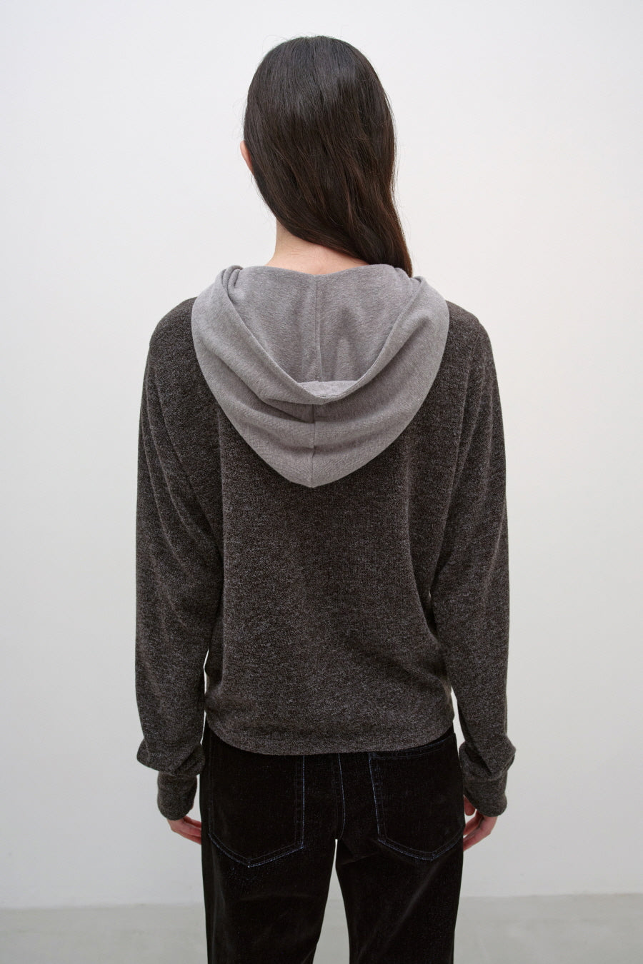 Insilence - Knit-Like Hood Zip Up (Melange Brown) product image 6 | TRAB K-Fashion Australia