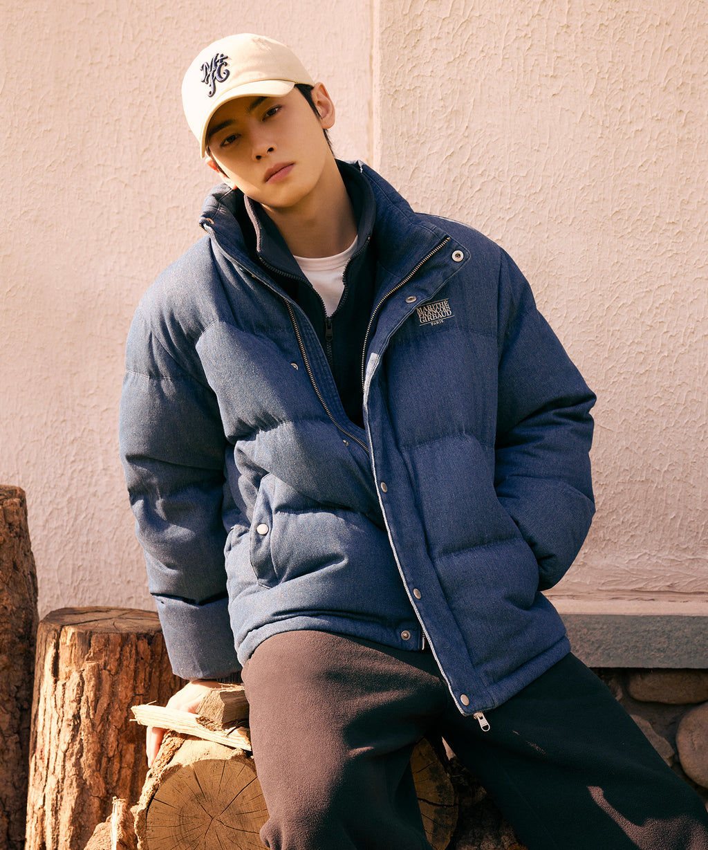 Marithe & Francois Girbaud - Classic Logo Denim Down Jacket (Dark Blue) product image 4 | TRAB K-Fashion Australia