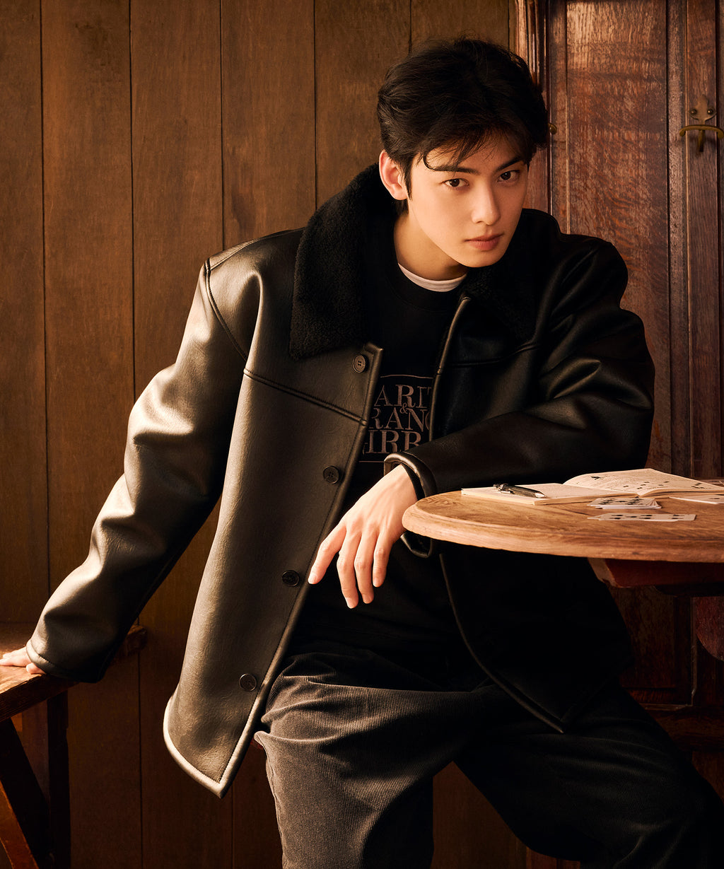 Marithe & Francois Girbaud - Faux Leather Over Fit Mustang Jacket (Black) product image 4 | TRAB K-Fashion Australia