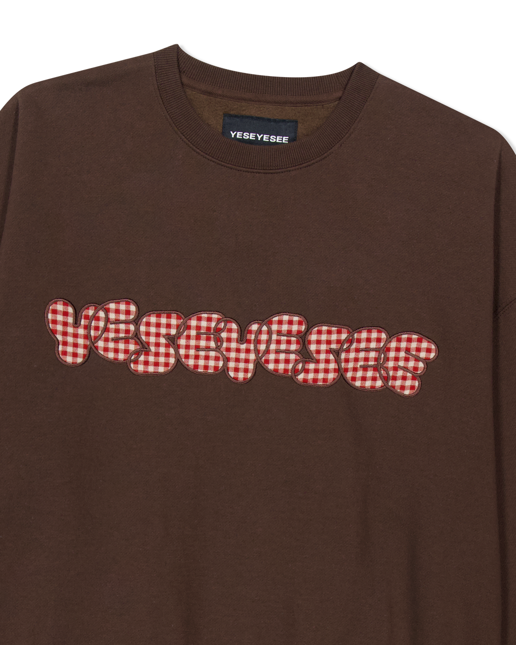 yeseyesee - Y.E.S Checkered Logo Sweatshirt (Dark Brown) product image 5 | TRAB K-Fashion Australia