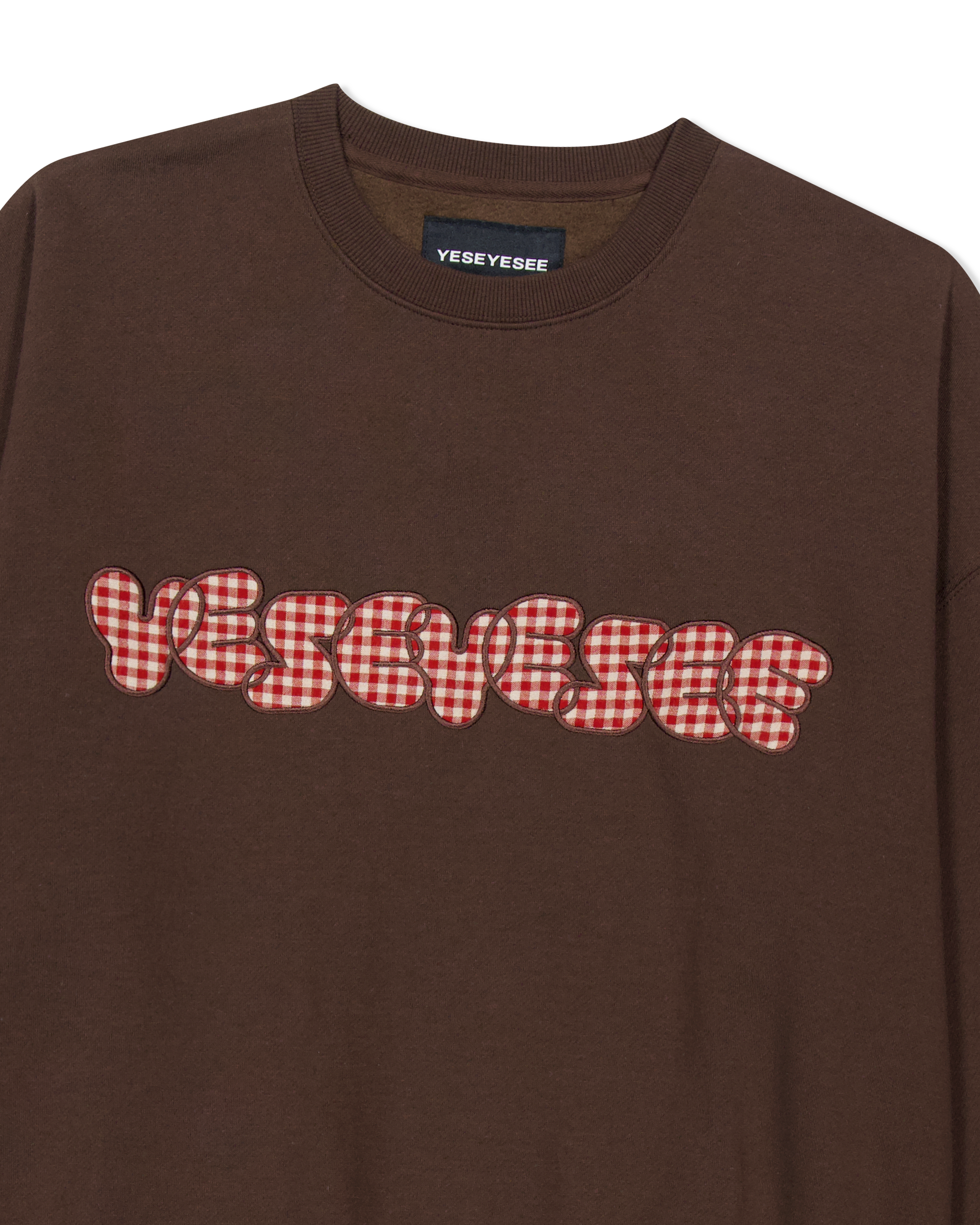 yeseyesee - Y.E.S Checkered Logo Sweatshirt (Dark Brown) product image 5 | TRAB K-Fashion Australia