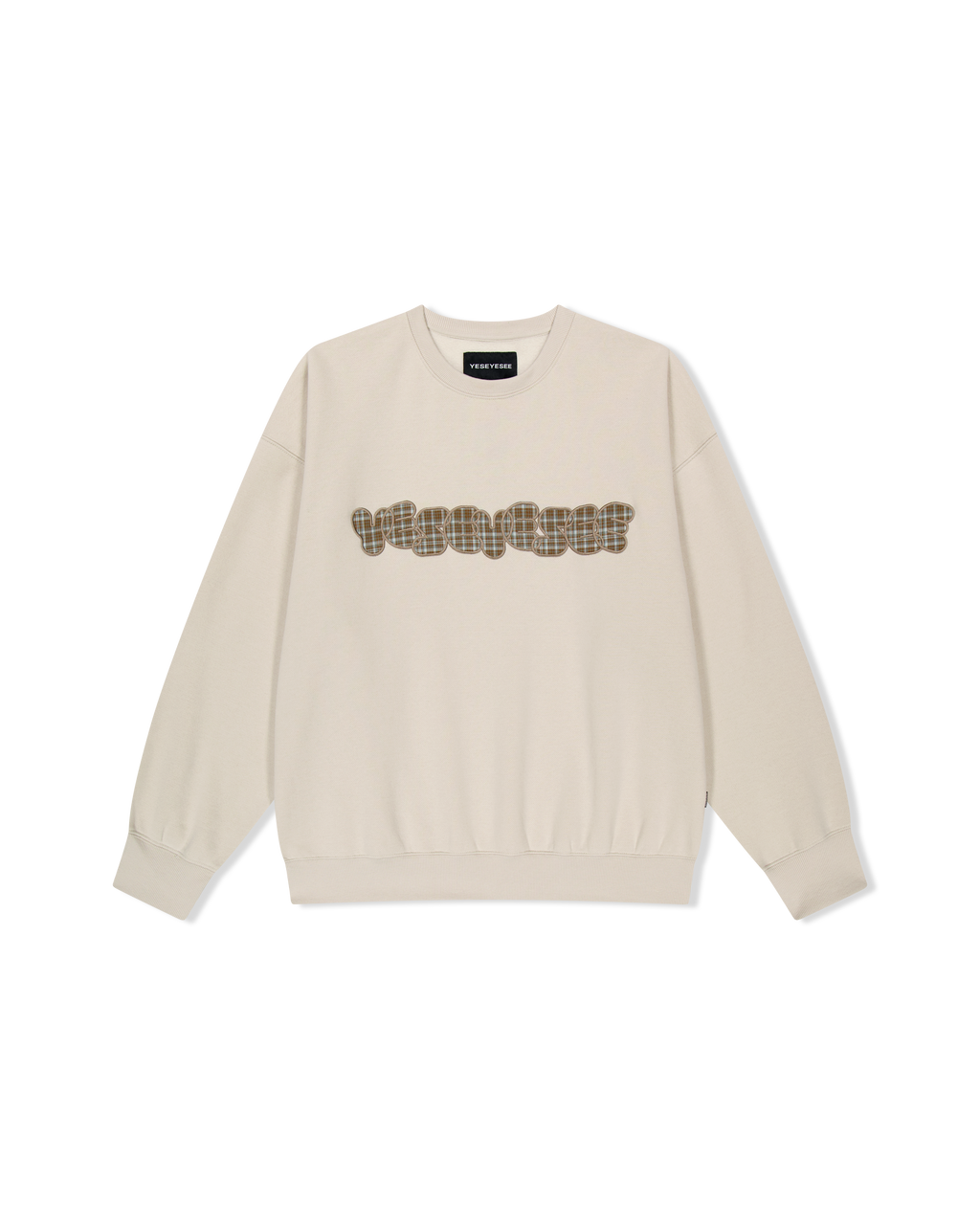 yeseyesee - Y.E.S Checkered Logo Sweatshirt (Ecru) product image 1 | TRAB K-Fashion Australia