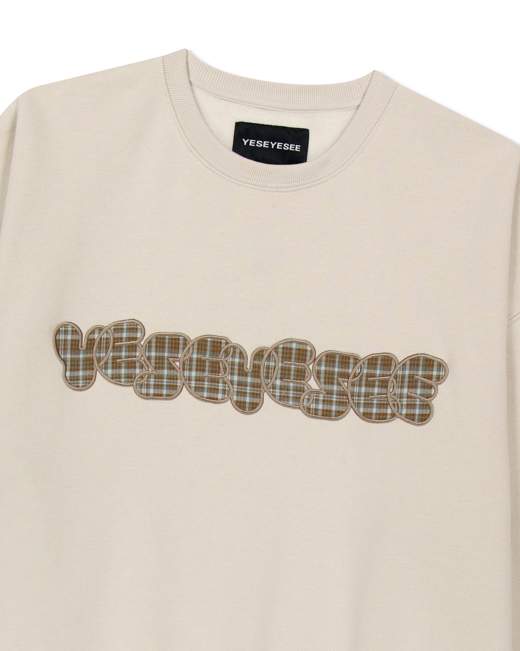 yeseyesee - Y.E.S Checkered Logo Sweatshirt (Ecru) product image 5 | TRAB K-Fashion Australia