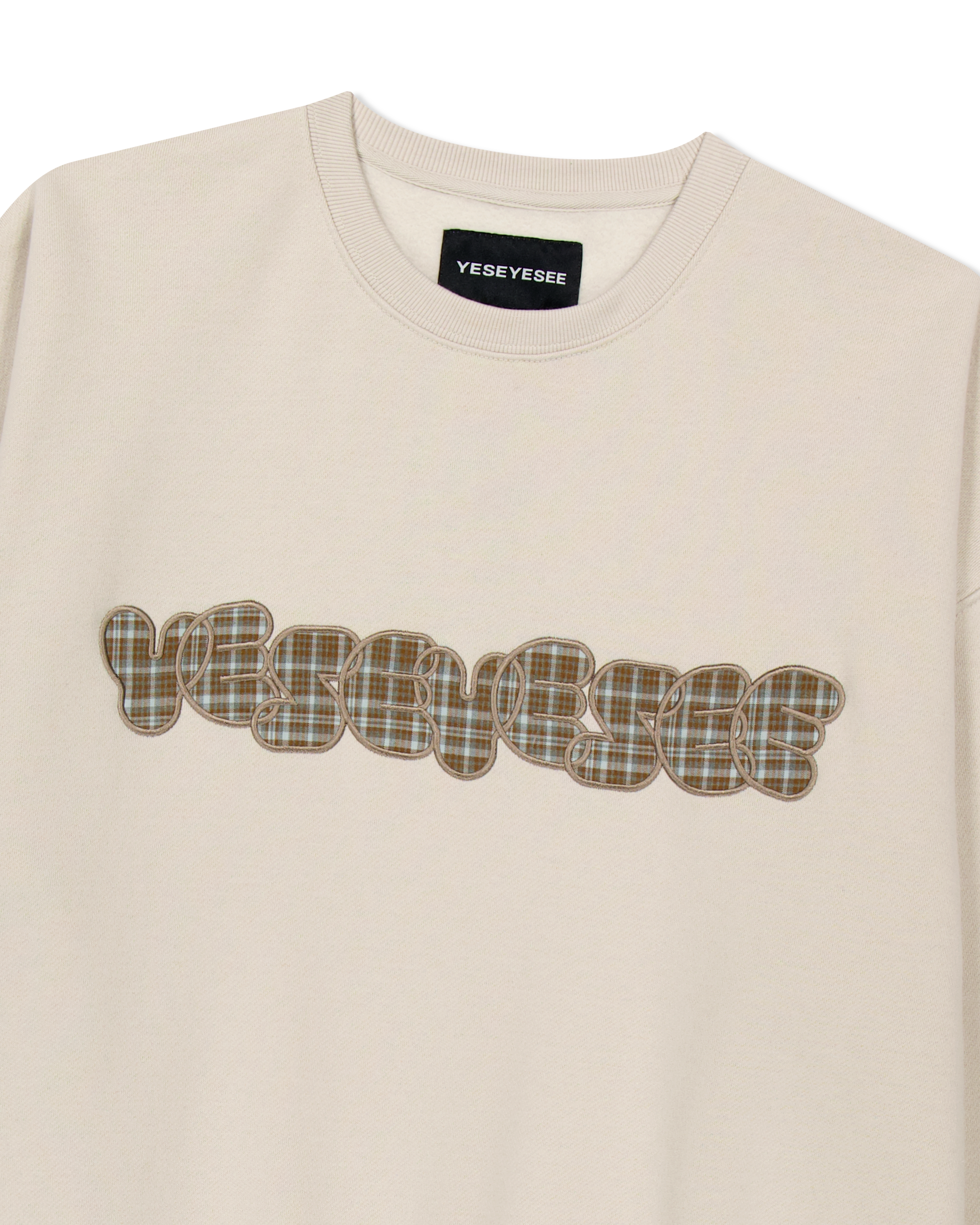 yeseyesee - Y.E.S Checkered Logo Sweatshirt (Ecru) product image 5 | TRAB K-Fashion Australia