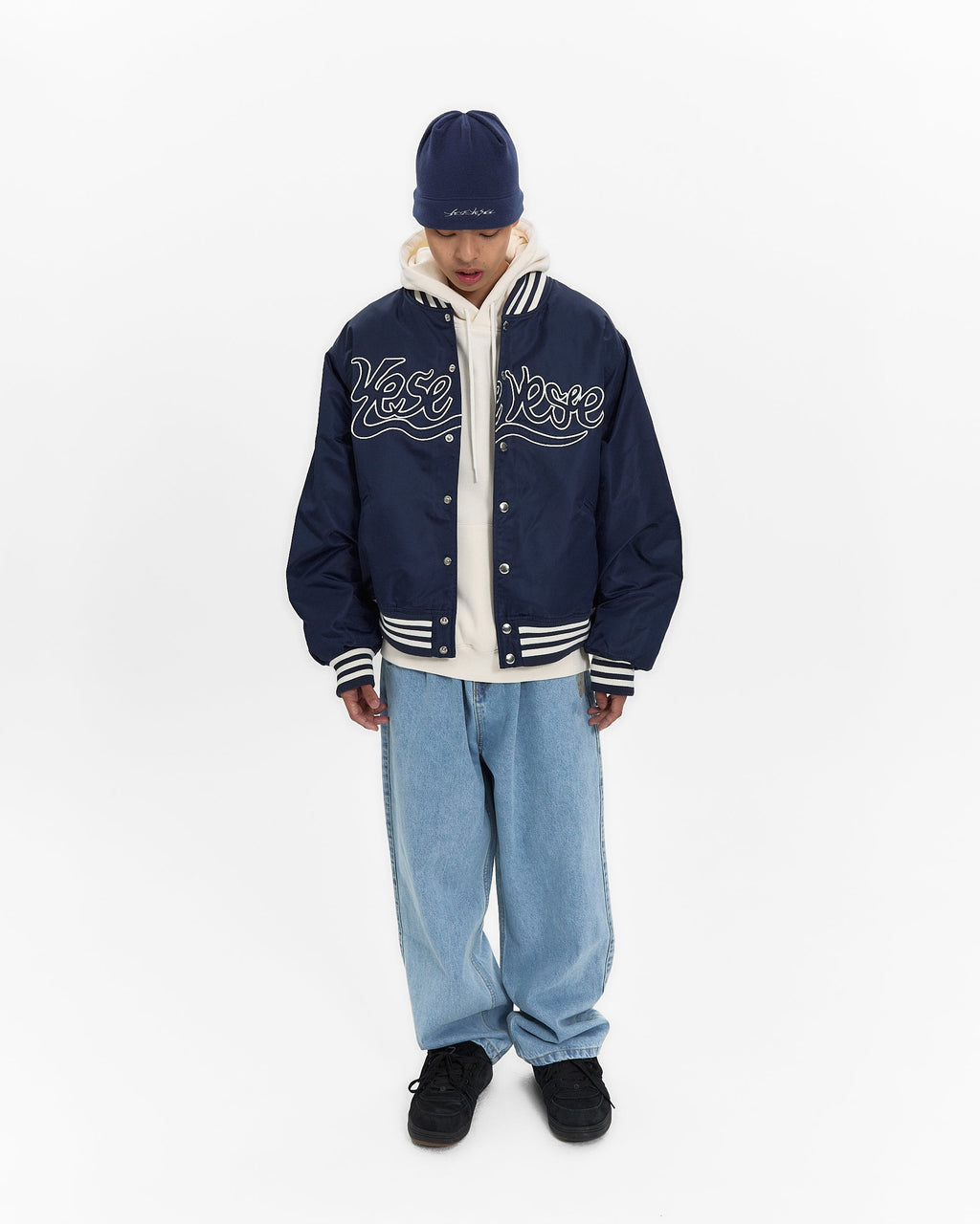 yeseyesee - Y.E.S Snail Logo Stadium Jacket (Navy) product image 7 | TRAB K-Fashion Australia