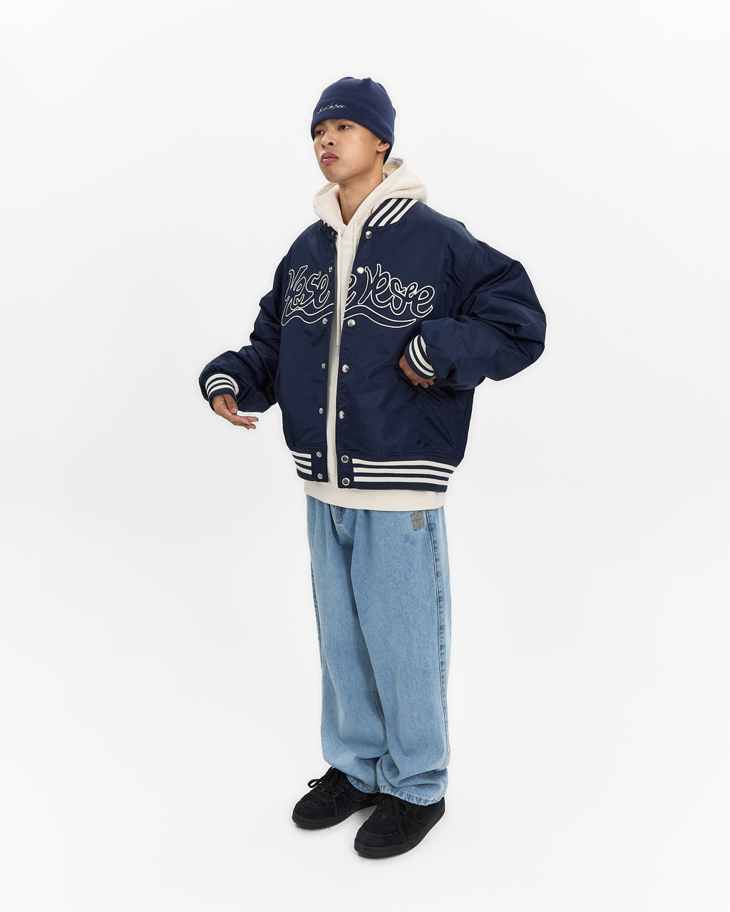 yeseyesee - Y.E.S Snail Logo Stadium Jacket (Navy) product image 8 | TRAB K-Fashion Australia