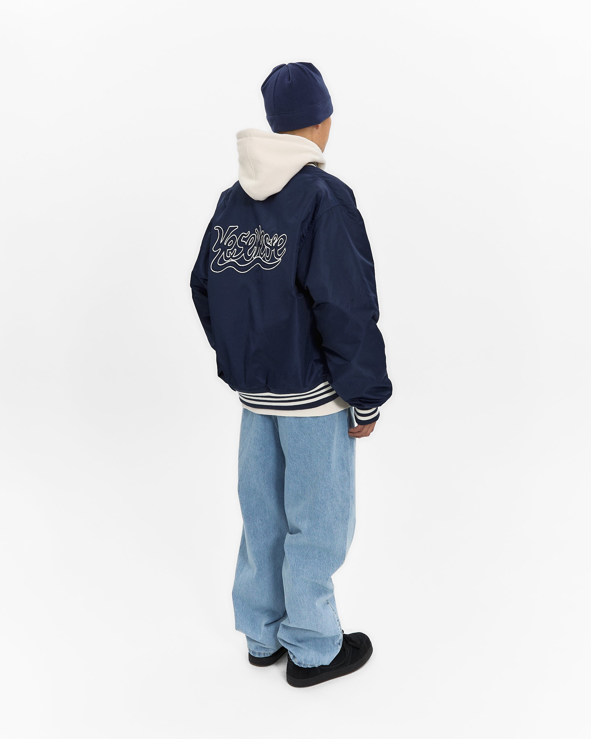 yeseyesee - Y.E.S Snail Logo Stadium Jacket (Navy) product image 9 | TRAB K-Fashion Australia