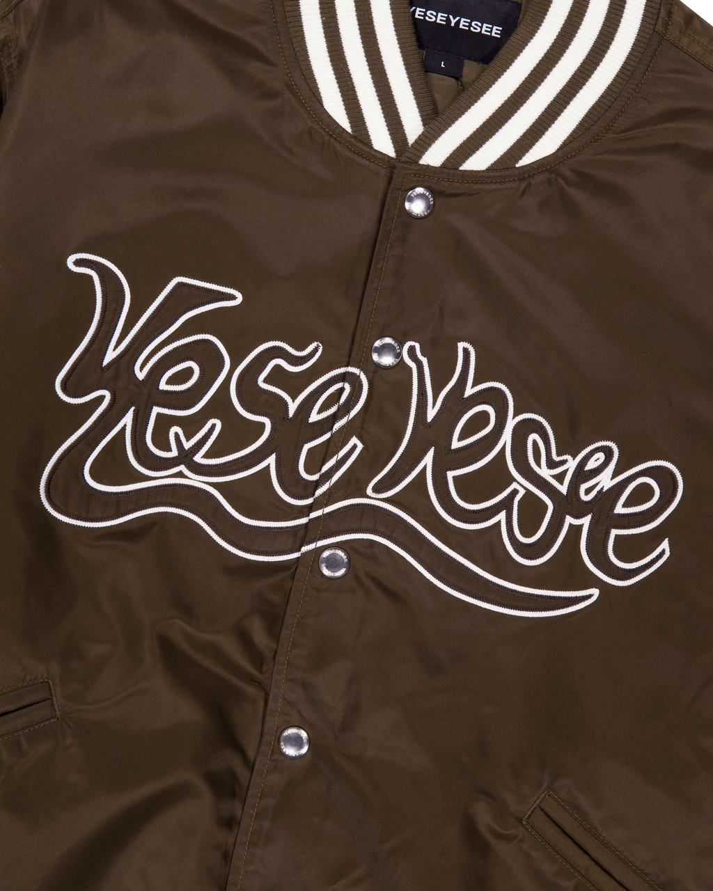yeseyesee - Y.E.S Snail Logo Stadium Jacket (Brown) product image 3 | TRAB K-Fashion Australia