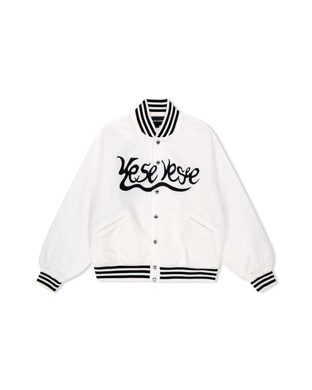 yeseyesee - Y.E.S Snail Logo Stadium Jacket (White) product image 1 | TRAB K-Fashion Australia