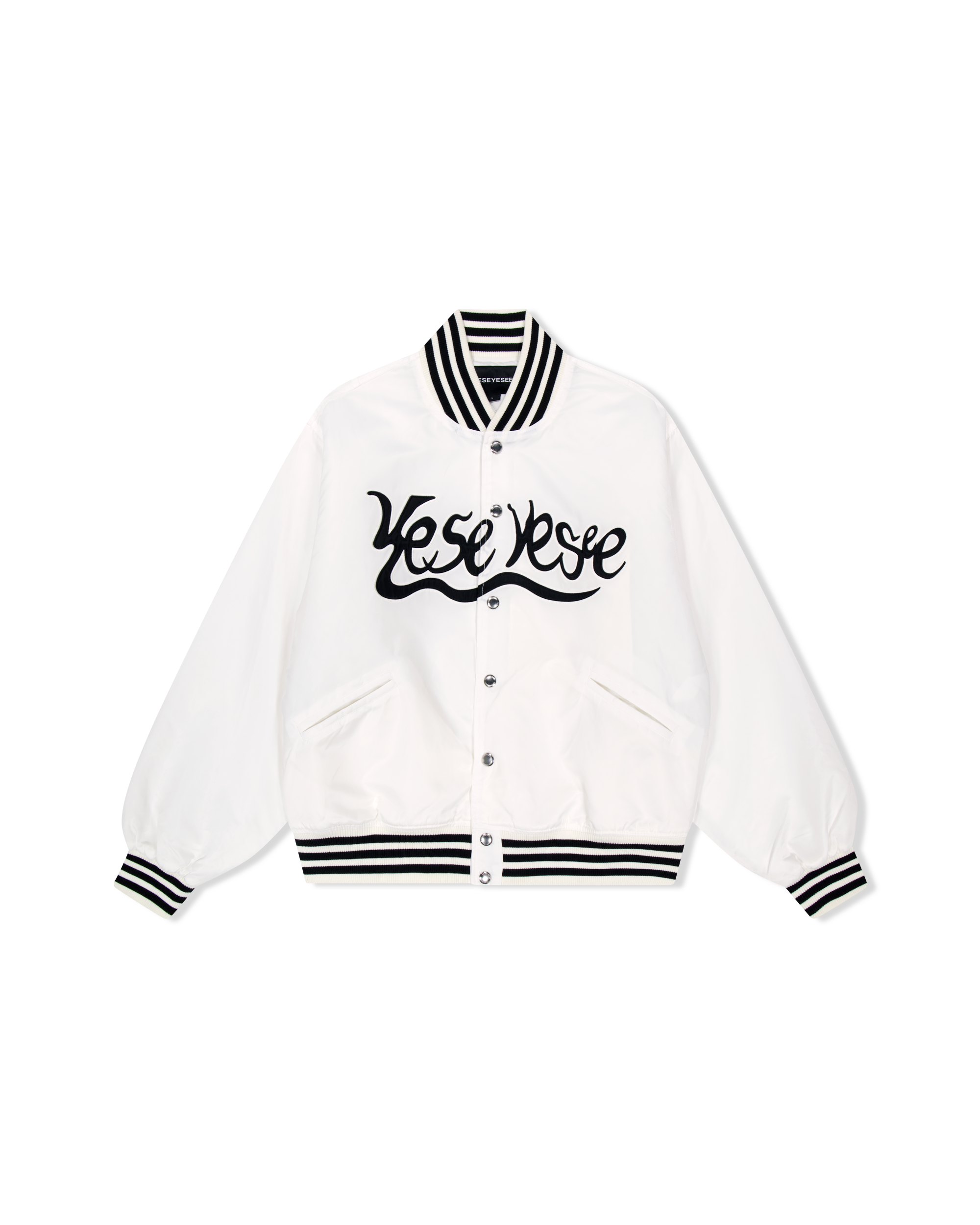 yeseyesee - Y.E.S Snail Logo Stadium Jacket (White) product image 1 | TRAB K-Fashion Australia