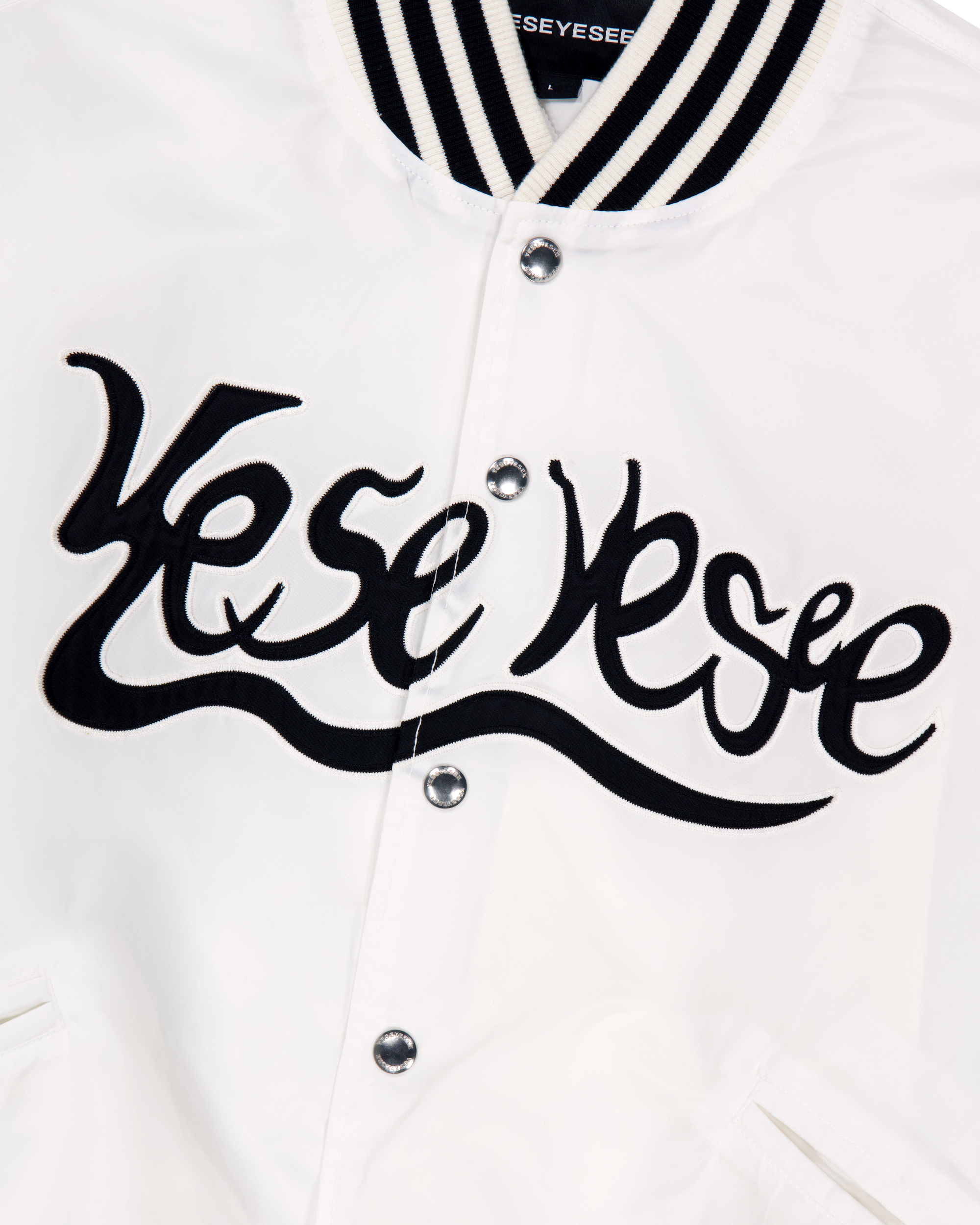 yeseyesee - Y.E.S Snail Logo Stadium Jacket (White) product image 3 | TRAB K-Fashion Australia
