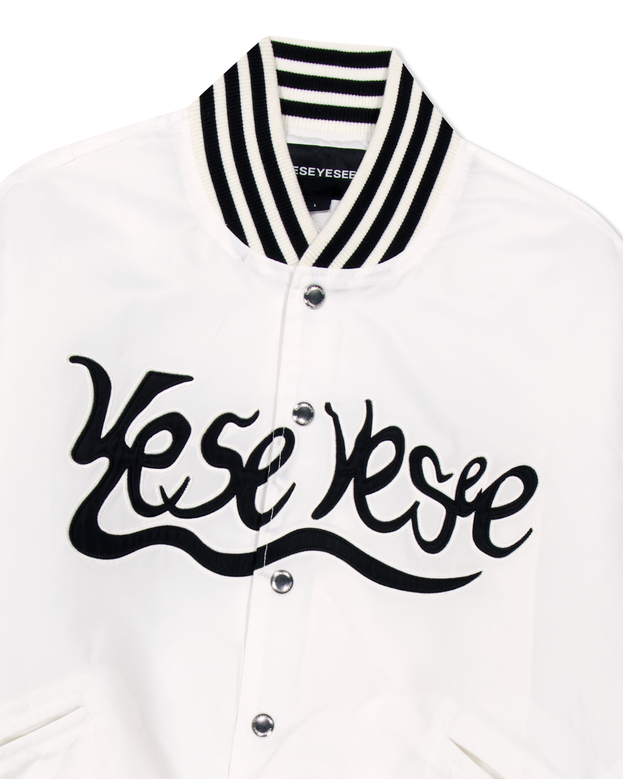 yeseyesee - Y.E.S Snail Logo Stadium Jacket (White) product image 5 | TRAB K-Fashion Australia