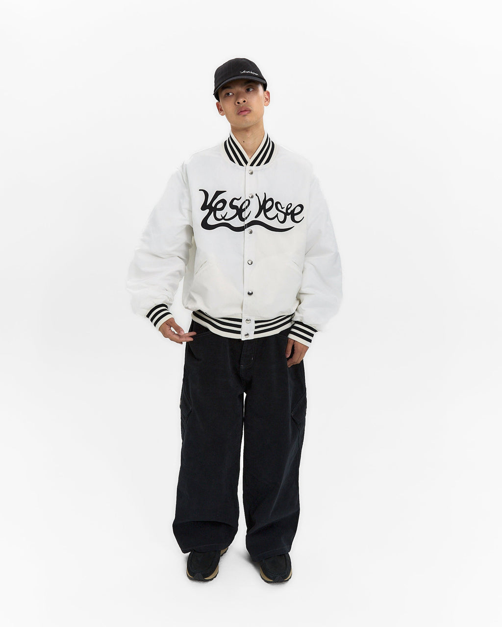 yeseyesee - Y.E.S Snail Logo Stadium Jacket (White) product image 7 | TRAB K-Fashion Australia