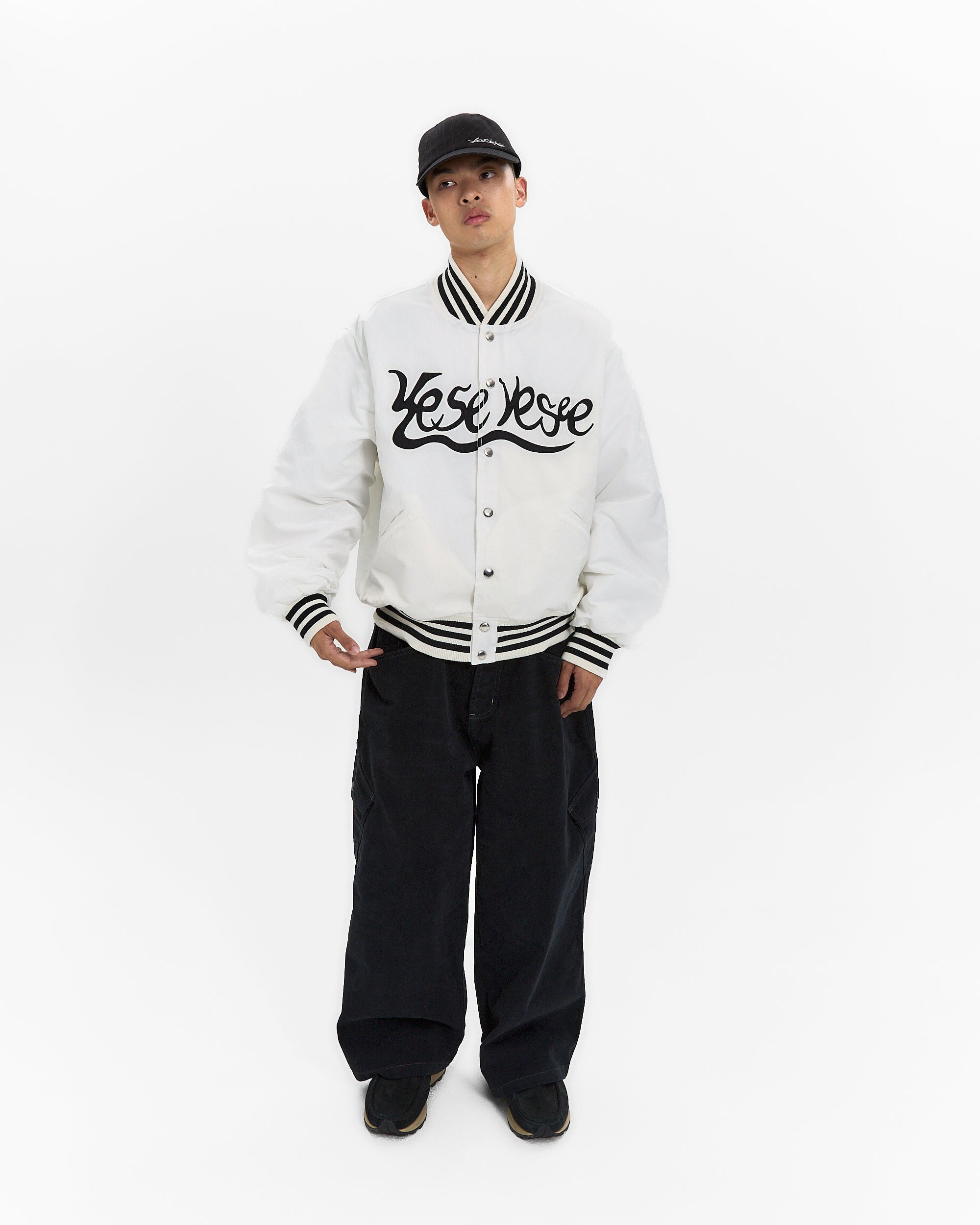 yeseyesee - Y.E.S Snail Logo Stadium Jacket (White) product image 7 | TRAB K-Fashion Australia